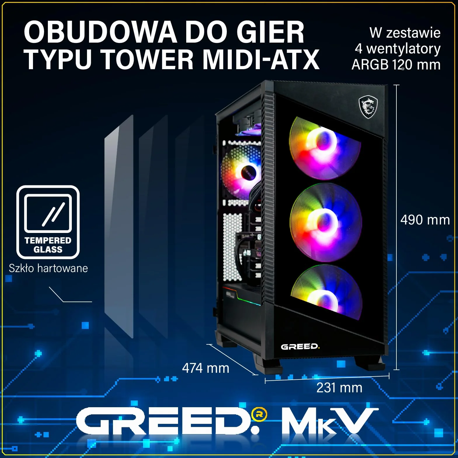 Greed® MK5 komputer gamingowy High End - AMD Ryzen 5 9600X + Nvidia Geforce RTX 5070 12 GB - szybki PC RGB + Desktop Raytracing 4K - 5,4 GHz - 32 GB DDR5 RAM - 1TB SSD - Wi-Fi + Windows 11 Pro