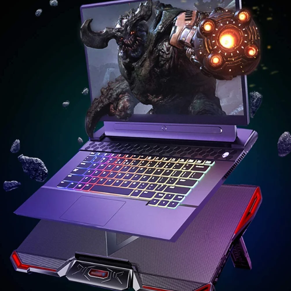 Chłodziarka Laptopa Podkładka Chłodząca Do Laptopa Regulowana Wysokość Podwójny Port USB Laptopów 12-17 Cali -5 Ultra Cichych Wentylatorów O Wysokiej Wydajności Stojak