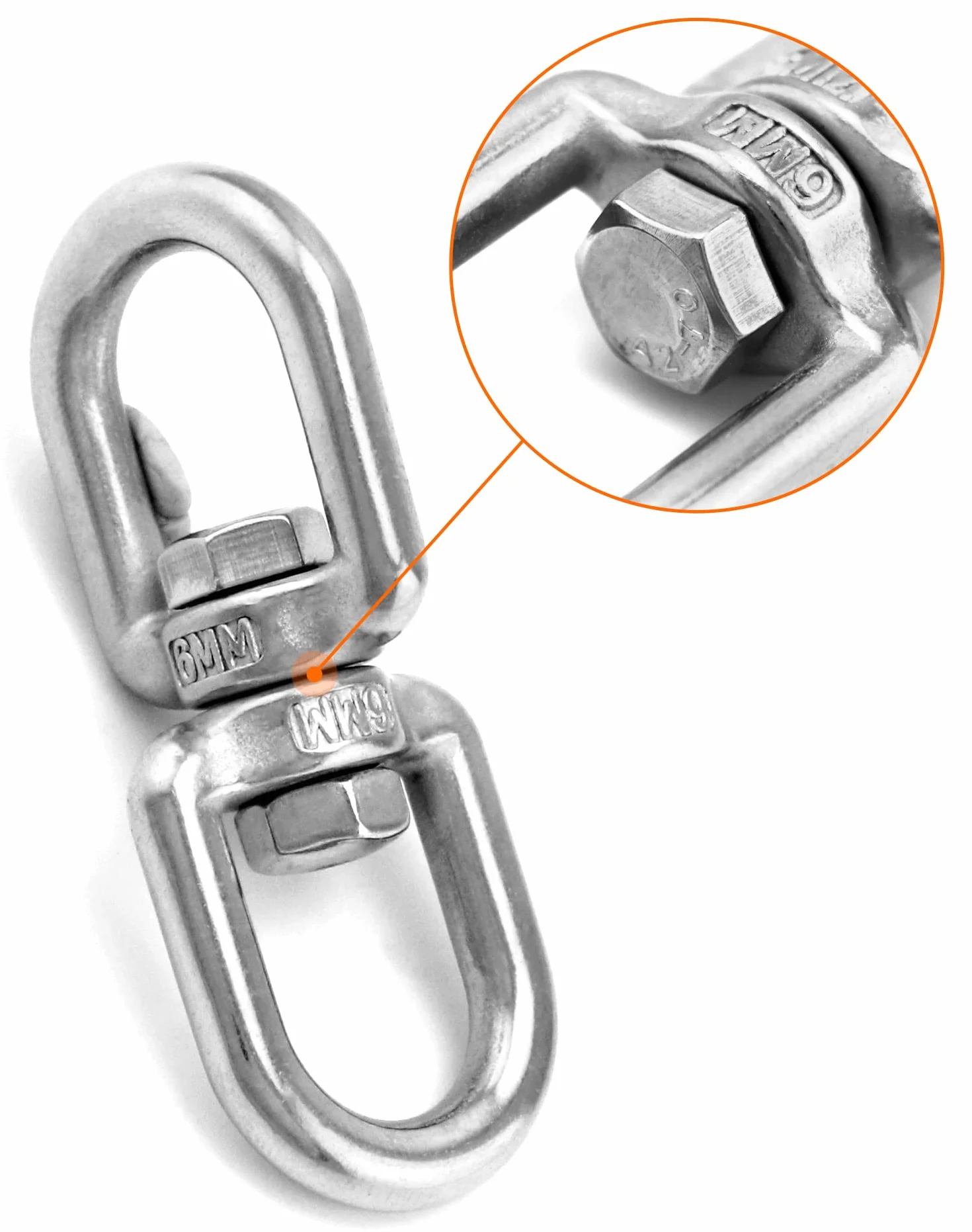 QWORK 5 sztuk krętlików obrotowych M6 360° ze stali nierdzewnej nośność 150 kg