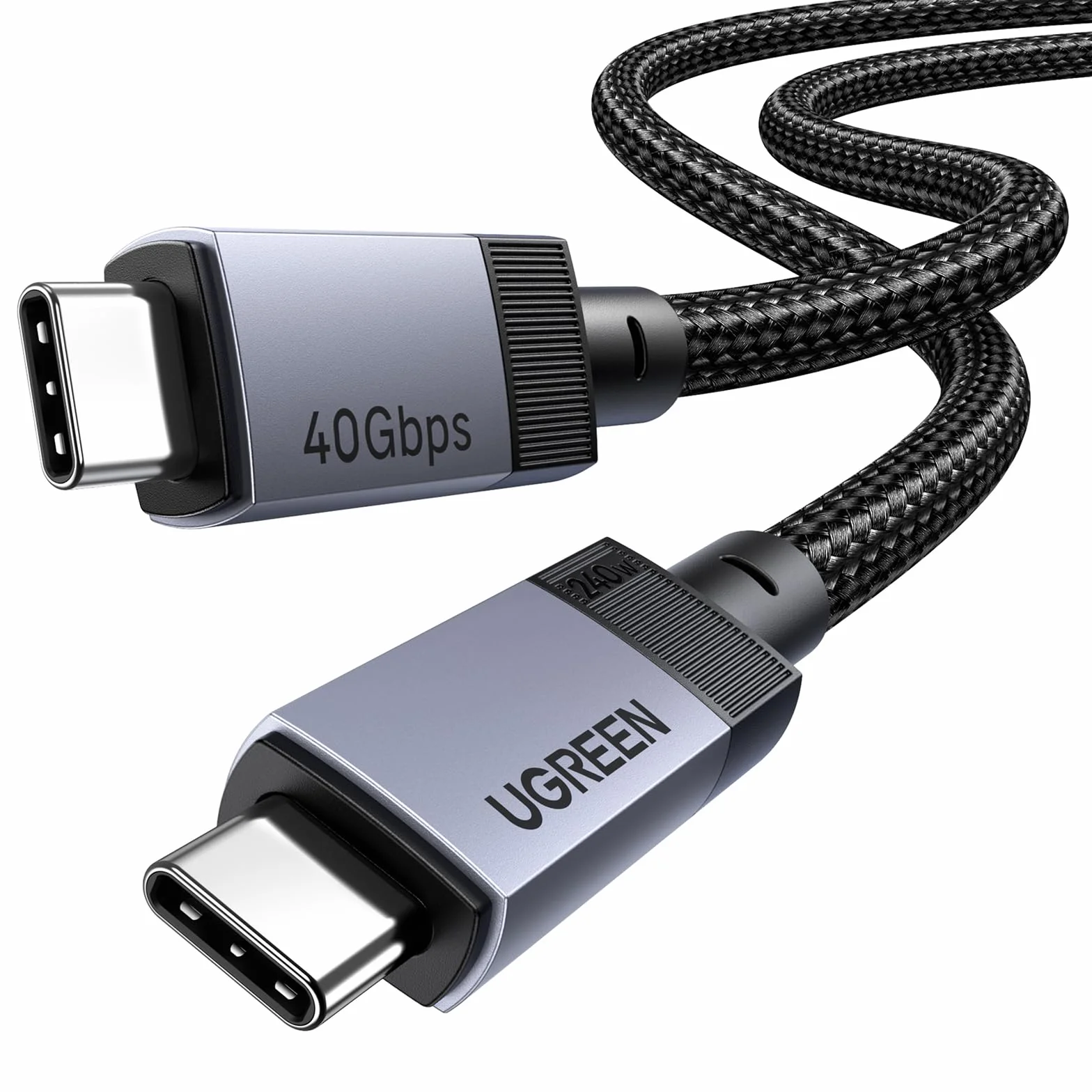 UGREEN 40 Gbps USB-C kabel z szybkim ładowaniem 240W, przesył 4K | Dla iPhone 17/16, MacBook, iPad, Galaxy S26, Steam Deck, monitory, stacje dokujące i urządzenia USB‑C. (40 Gbps 1M)