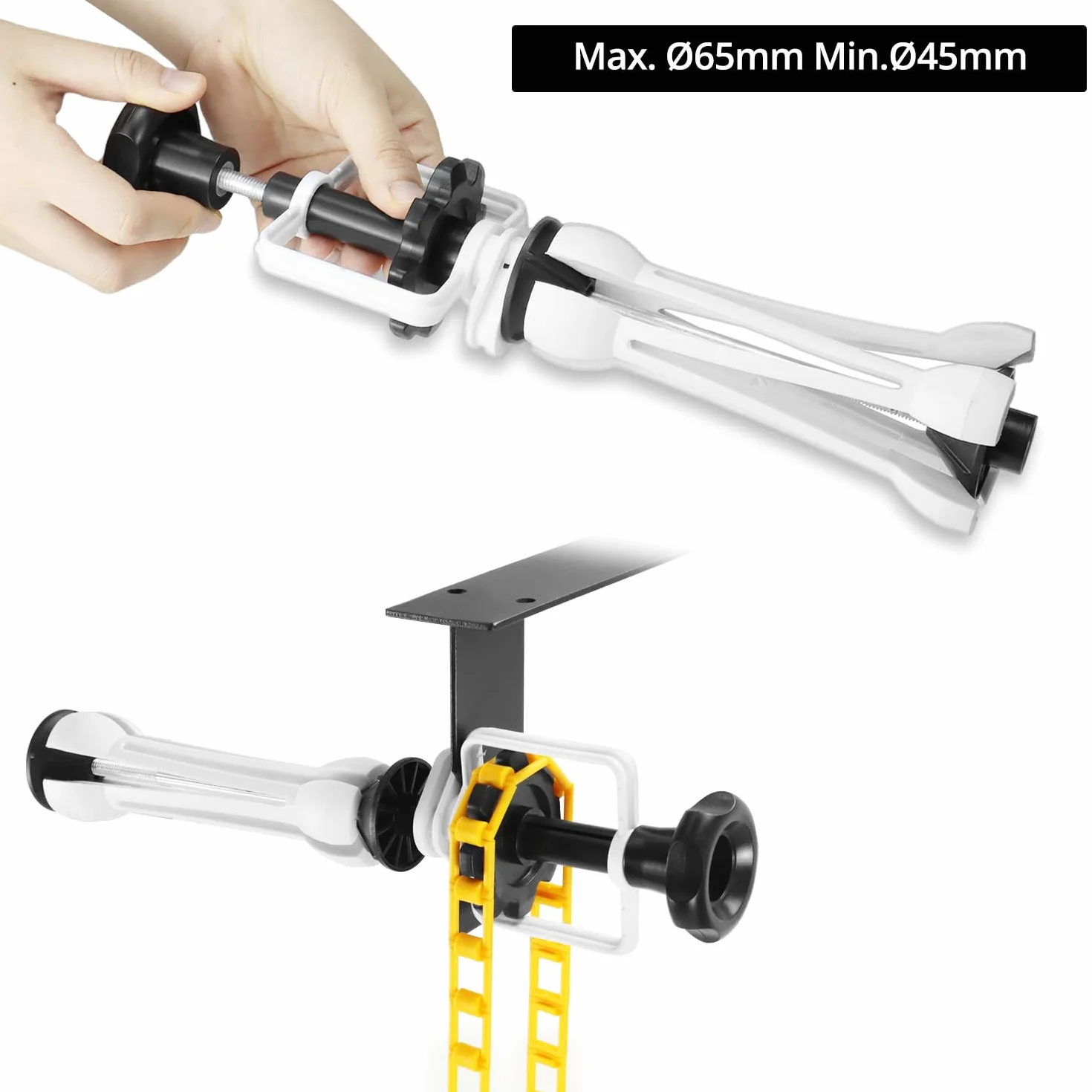 QWORK® Fotografia Tło System zawieszenia na 3 rolki - montaż na ścianie / suficie - nadaje się do rolek o średnicy wewnętrznej 50/60 mm - bezpieczne obciążenie 10 kg na rolkę