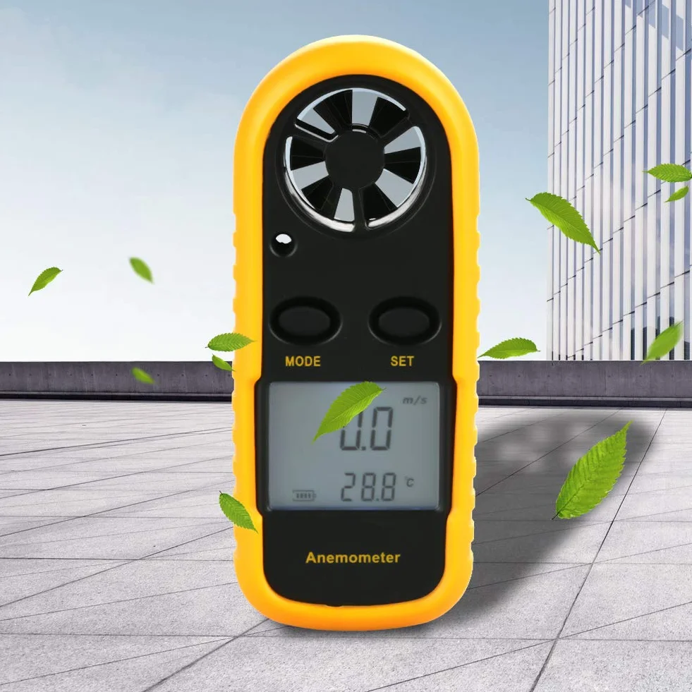 Cyfrowy Anemometr Przenośny Miernik Prędkości Wiatru Termometr Instrument Pogodowy