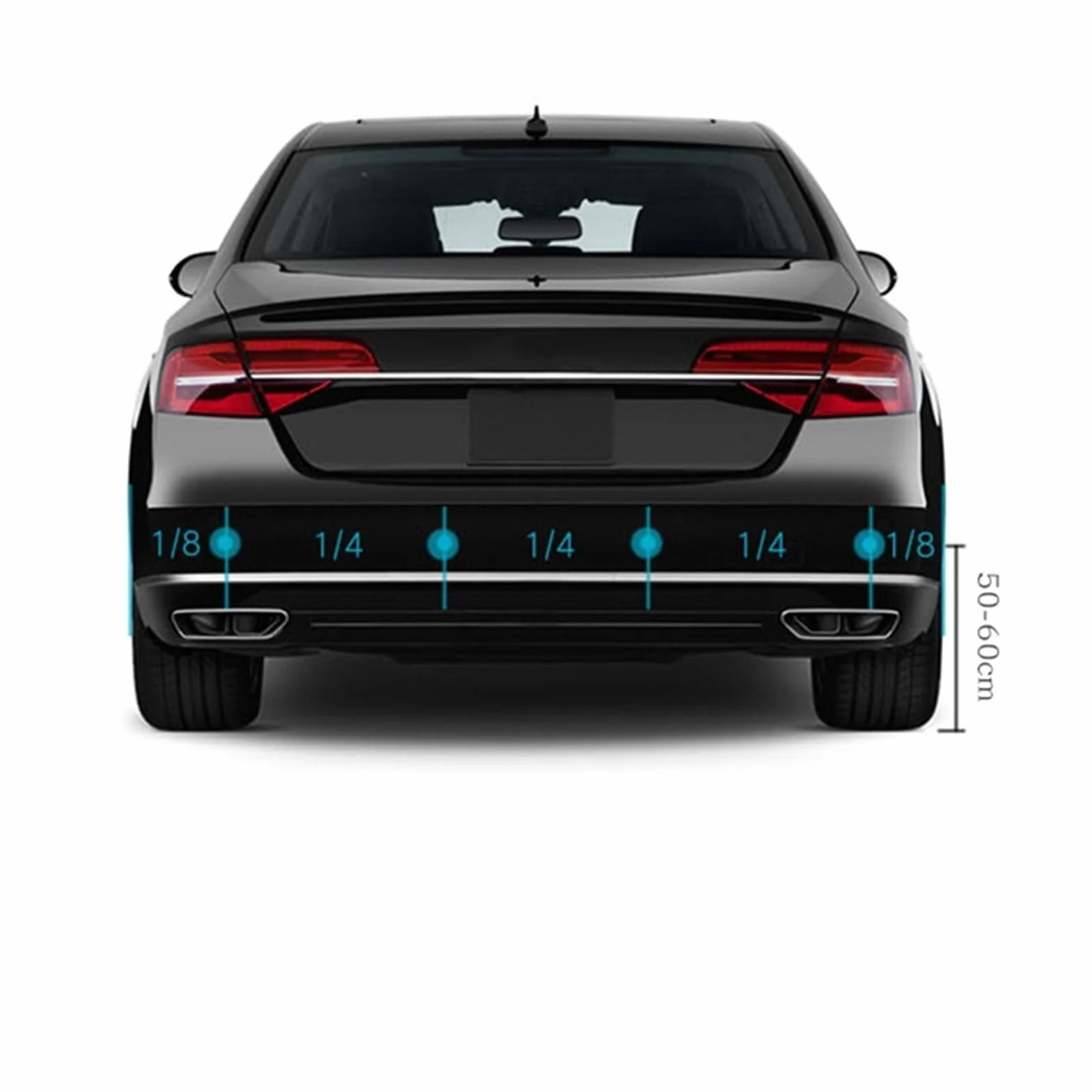 Czujniki parkowania do samochodu Zestaw samochodowych czujników parkowania LED z 4 radarowymi dokładnymi cyfrowymi wyświetlaczami alarmu odległości od przeszkód Parktronic | Blue