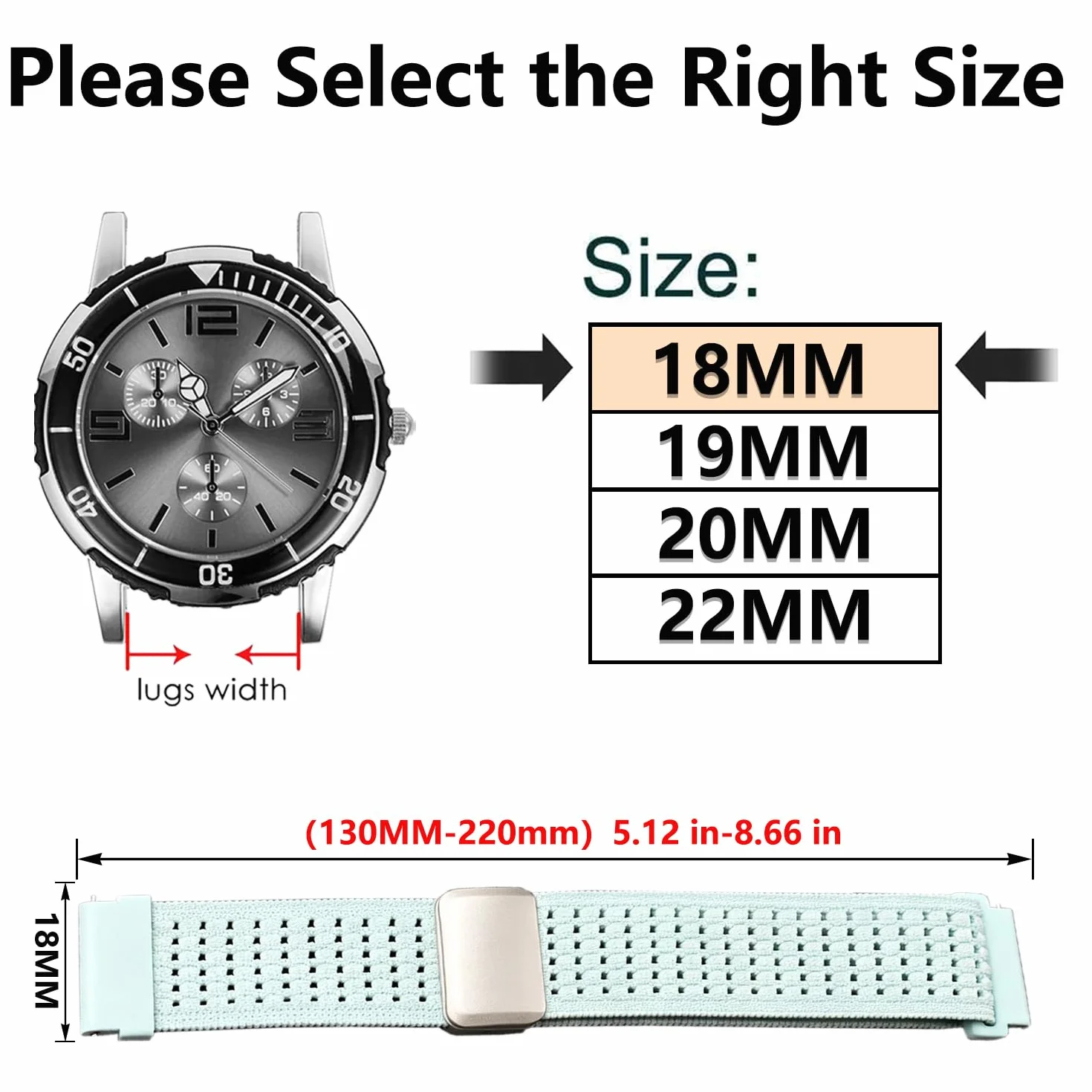 18mm 19mm 20mm 22mm Elastyczny nylon Pasek zegarka Garmin/ID205L/Galaxy/Amazfit/Huawei/Coros,oddychający magnetyczny Nylon sport Pasek