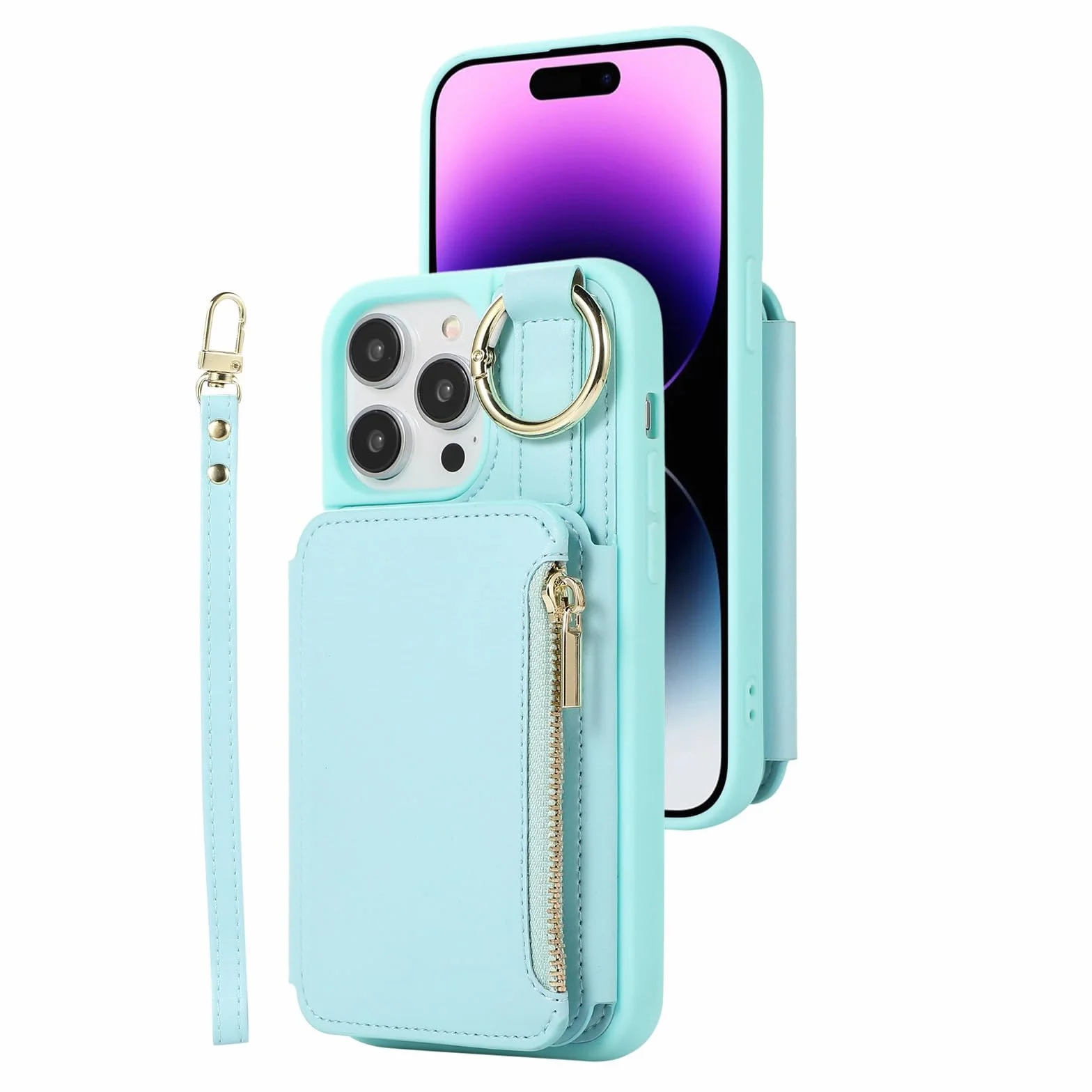 Générique Etui na telefon komórkowy IPhone16/16Pro/16Pro Max, Tarjetero Incorporado Cartera etui na telefon komórkowy z klapką do prueba (zielony, 16promax)