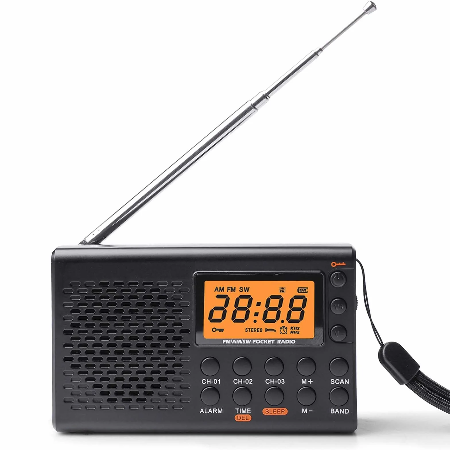 Przenośne radio, AM, FM, SW radio walizkowe z wyświetlaczem LCD, zasilanie bateryjne, wbudowany głośnik, alarm uśpienia, timer, przyłącze słuchawkowe, radio kuchenne, 35 ustawień wstępnych, małe radio