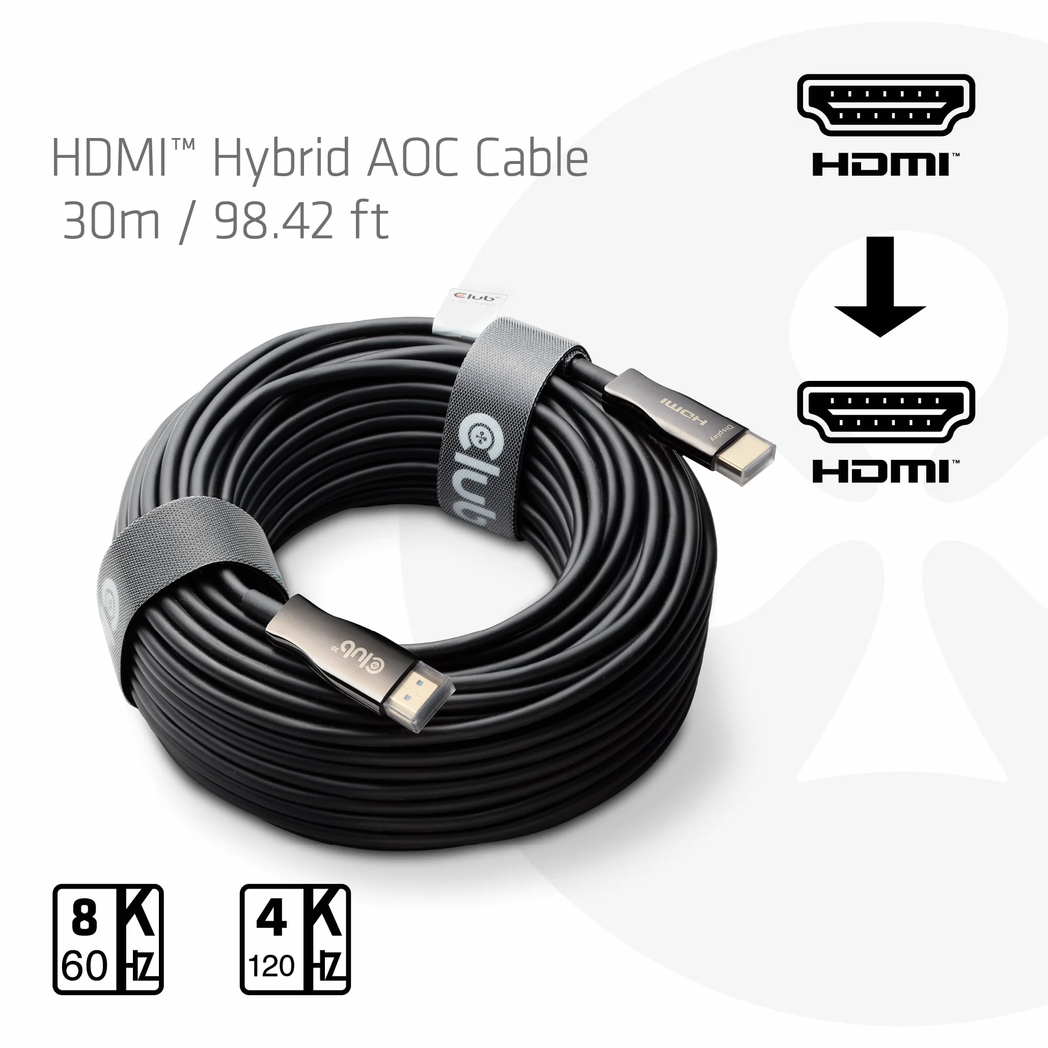 Club3D CAC-1392 HDMI™ Hybrid AOC kabel 8K60Hz/4K120Hz 30m