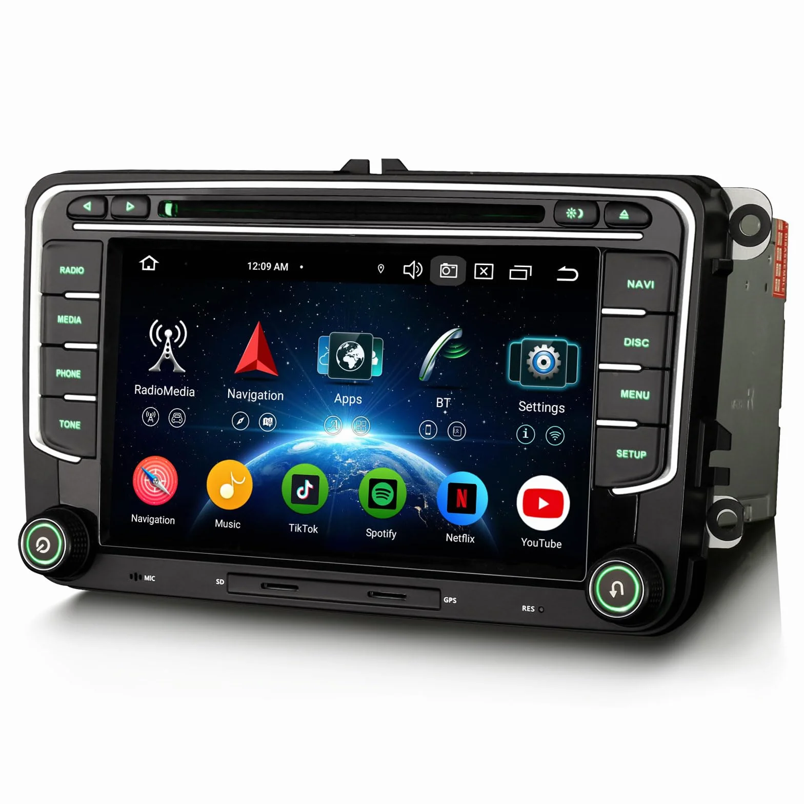 Erisin Android 16 4 GB + 64 GB 8-rdzeniowe radio samochodowe CD, Bluetooth, GPS, nawigacja do VW T6 Polo 6R Crafter Amarok, Caddy, ŠKODA Yeti, Transporter, 7 cali, ekran dotykowy IPS, obsługuje