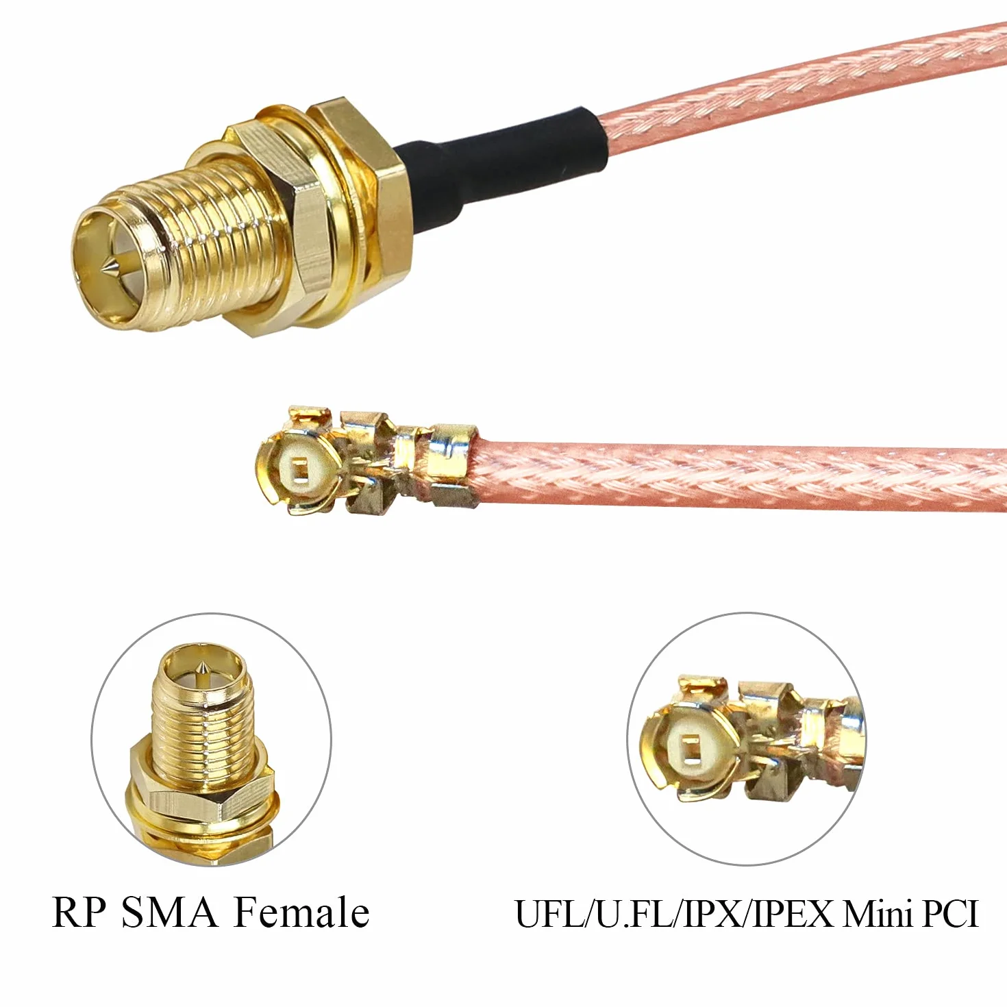 TUOLNK Kabel koncentryczny RP-SMA do IPX UFL U.FL MHF1 do RPSMA Gniazdo Pigtail kabel koncentryczny o niskiej stratności do routera WiFi, mini PCI, kabel anteny przedłużającej 12 cali (30 cm), 5 sztuk