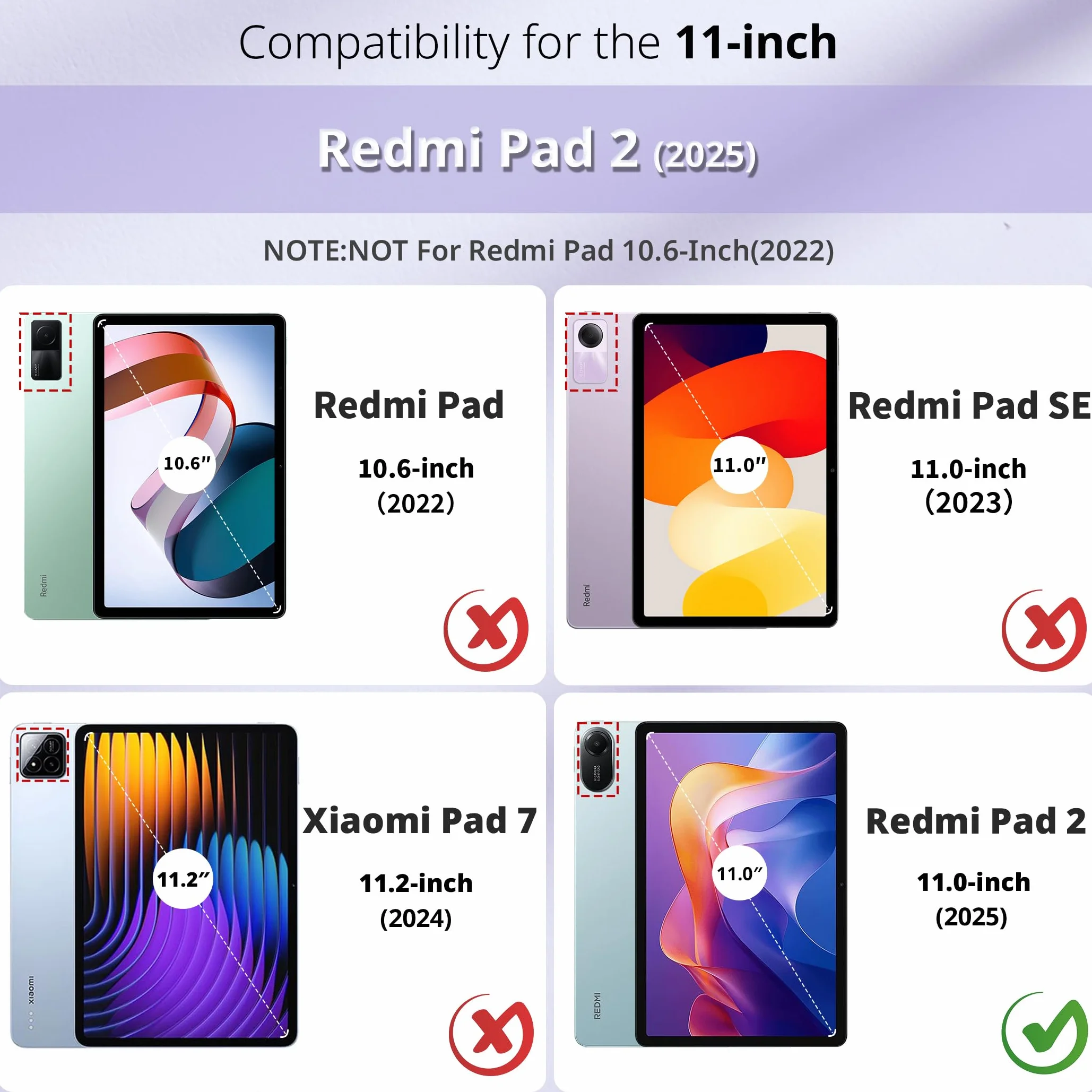 Etui do Xiaomi Redmi Pad 2 11 cali, ochronne, ultra cienka skóra poliuretanowa, stojak, automatyczne wygaszanie (fioletowe)