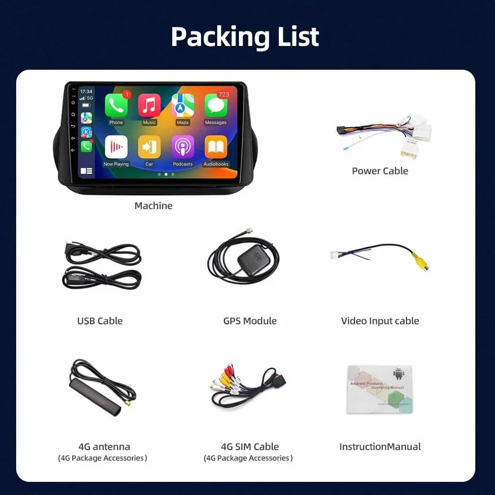 Car Stereo dla Fiat Qubo Fiorino Citroen Nemo 2008-2017 9 Inch Android 15 Touch Screen Wireless Carplay For, 4 Core 4G+64G