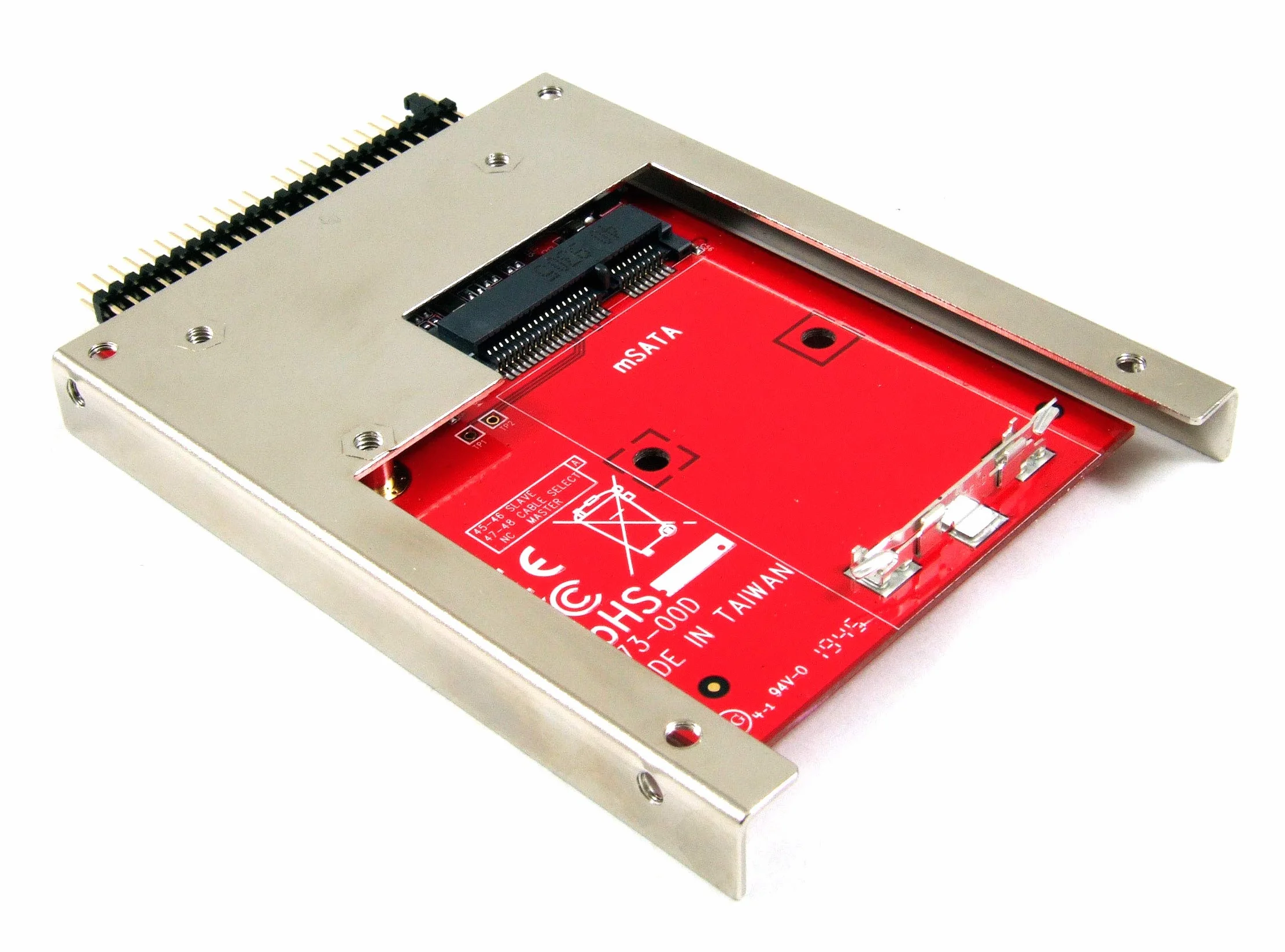 IIDE-MSAT mSATA SSD na 2,5-calowy konwerter adaptera IDE z aluminiowym wspornikiem ramy - Zatrzask i zatrzymaj mSATA SSD jako dysk SSD 9,5 mm 2,5 IDE