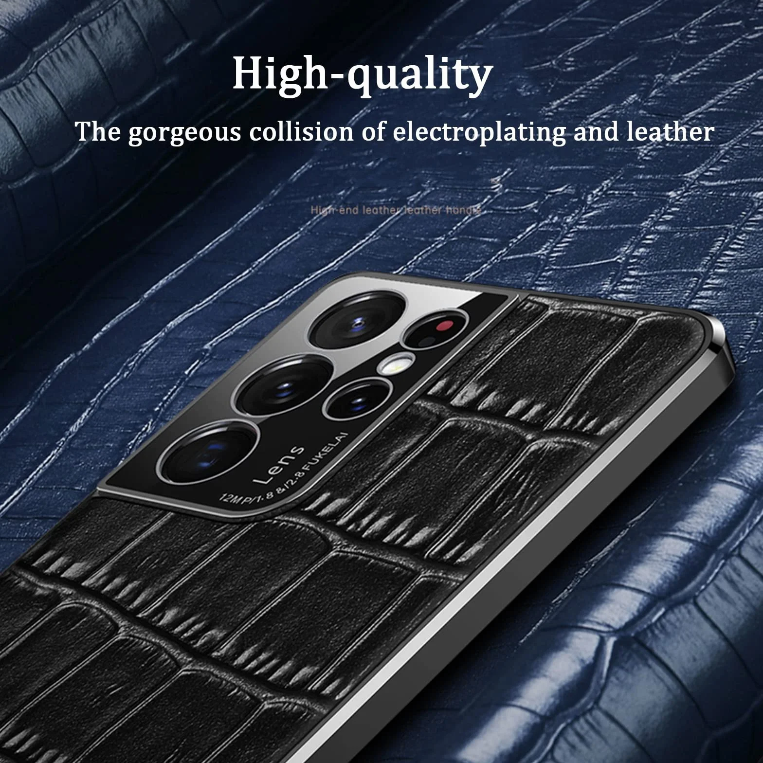Etui do Samsung Galaxy S22/S22 Plus/S22 Ultra, etui z prawdziwej skóry krokodyla materiał premium odporny na zarysowania, smukła osłona ochronna, całość na aparat, czarny, S22 6,1 cala