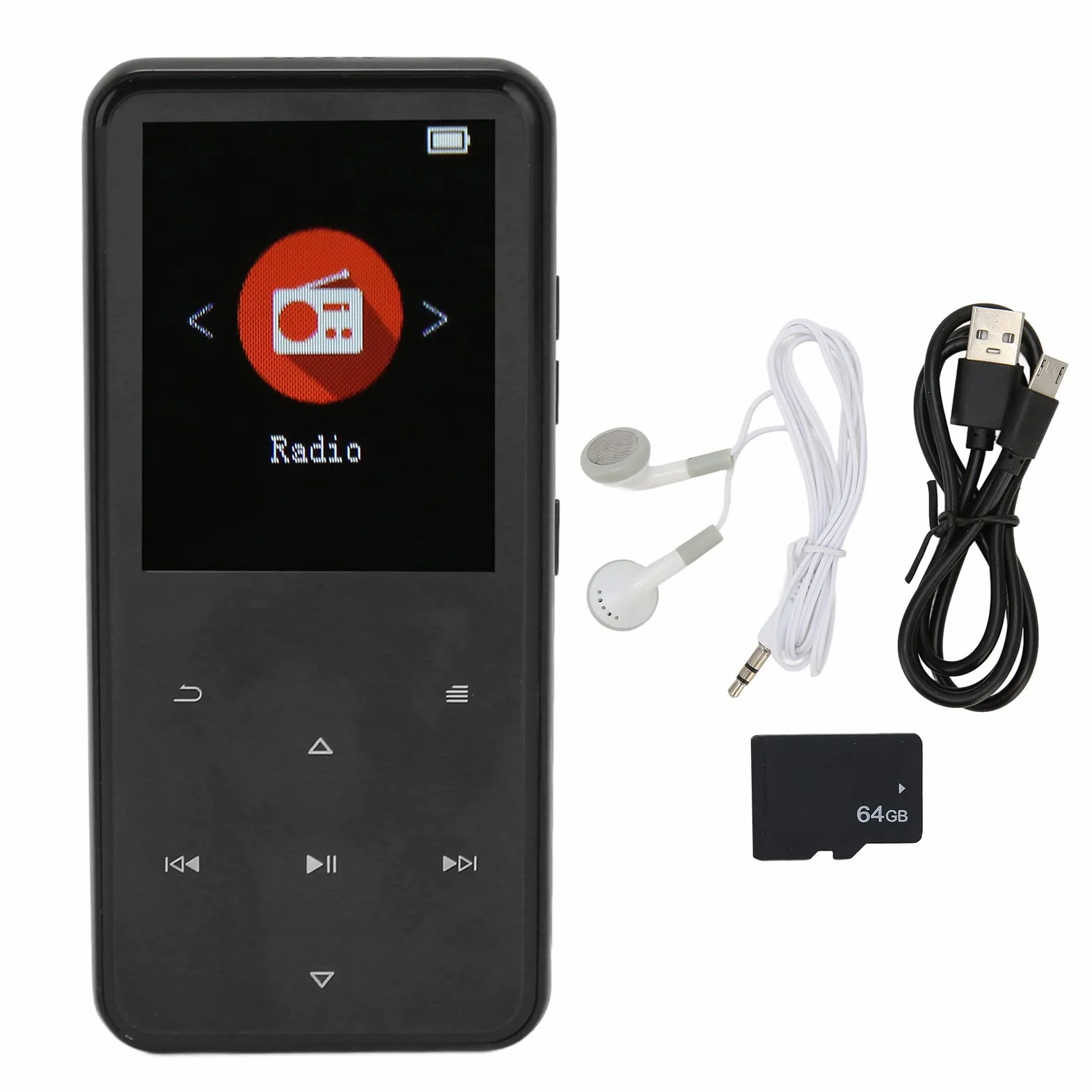 Odtwarzacz Muzyczny, Redukcja Szumów Gniazdo Wyjścia Liniowego Stereo 3,5 Mm Odtwarzacz Muzyczny MP3 Szybkie Nadawanie Radio FM 2,4-calowy Ekran TFT Układ Dekodujący DAC na Co