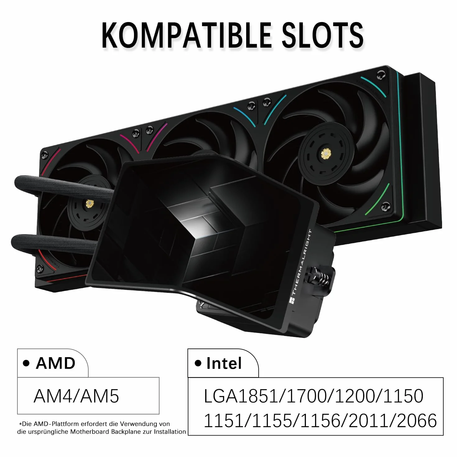 TR-Thermalright Levita Vision 360 UB ARGB Black chłodziarka cieczy do procesora, 6,67-calowy ekran 3D zakrzywiony o rozdzielczości 2400 x 1080 – magnetyczny, format obrazu 5,5:4,5, do AM5, LGA1851