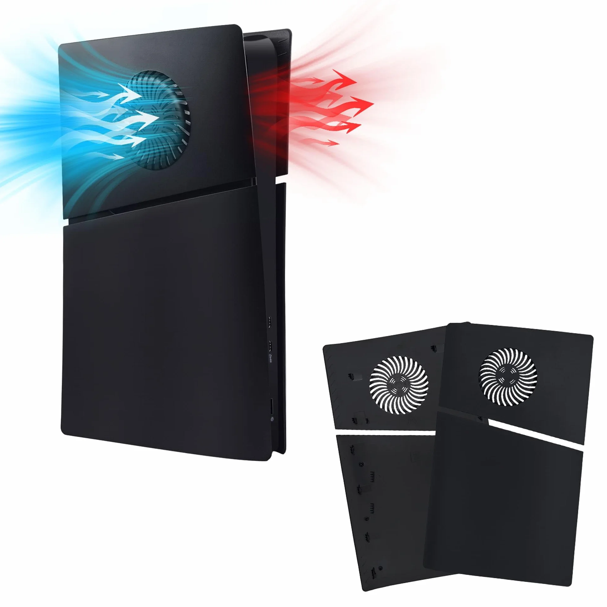 Mcbazel Twarde płyty czołowe z otworami chłodzącymi tylko do PS5 Slim Digital Edition, osłona płyty czołowej, panel boczny, zamiennik dla PS5 Slim Digital Edition - kolor czarny
