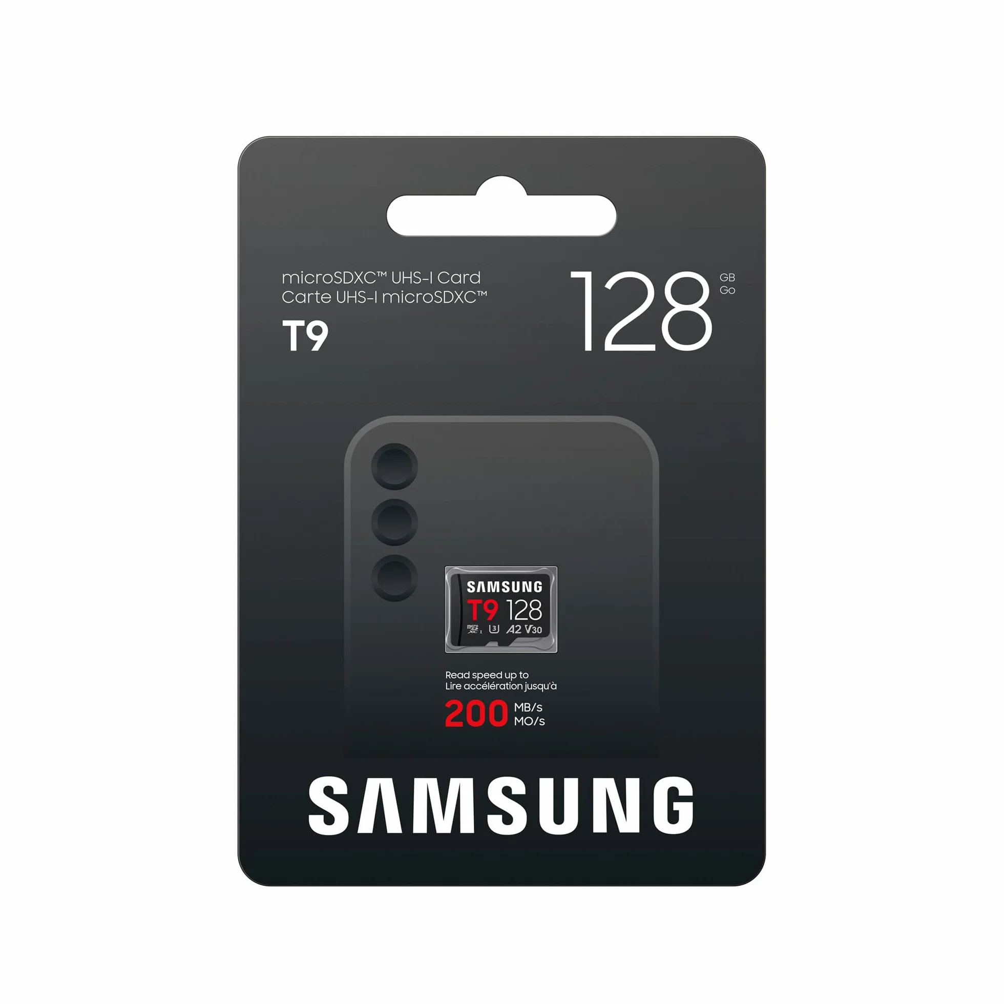 Karta microSD Samsung T9, 128 GB, karta pamięci do dronów, kamer sportowych i kamer 360°, UHS-I U3, Full HD i 4K UHD, odczyt 200 MB/s, zapis 130 MB/s, MB-MH128TB/WW