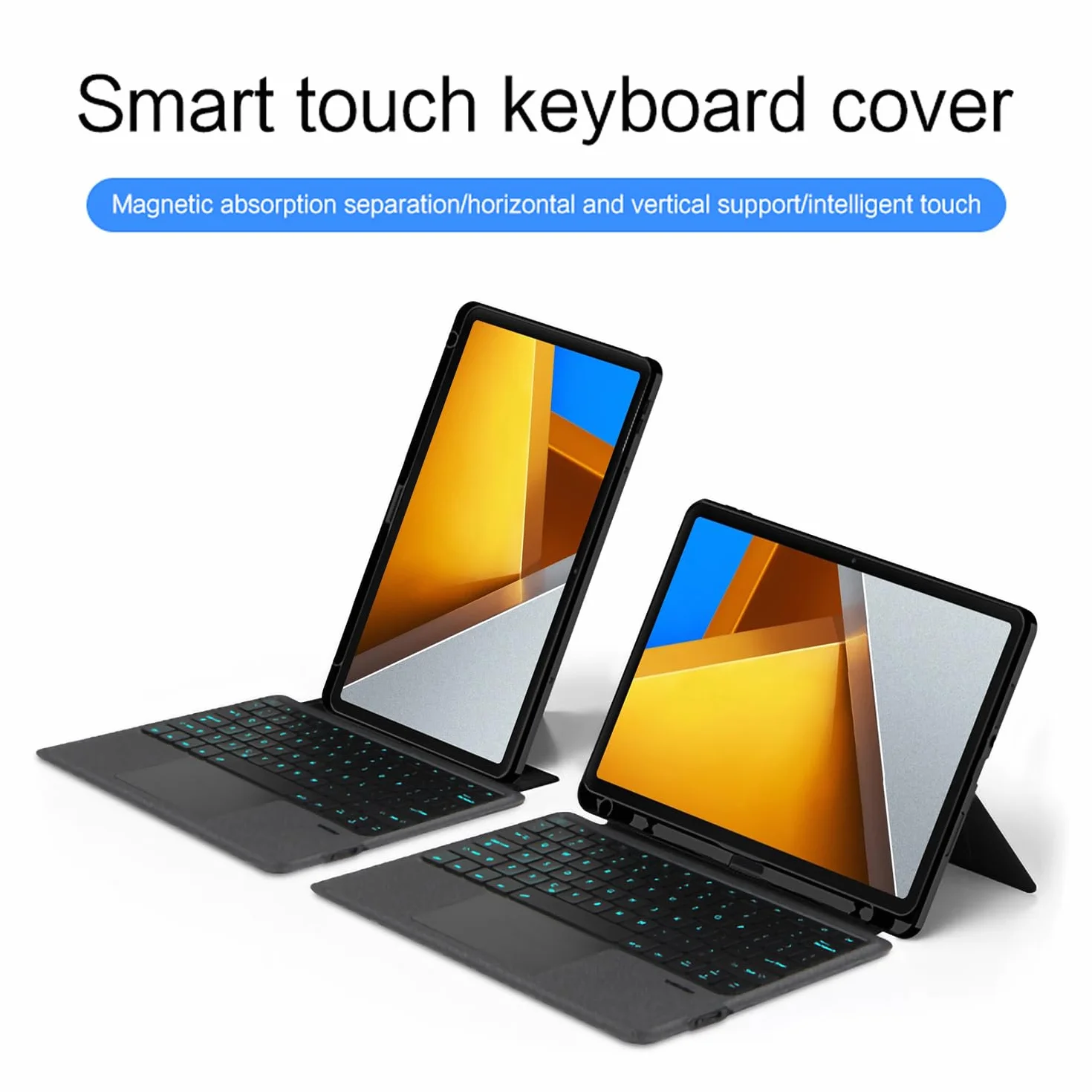 Etui z klawiaturą do Xiaomi Mi Poco Pad 12.1", Odłączana Podświetlenie Klawiatura Bezprzewodowa z Uchwytem Na Ołówek, Cienka Obudowa Folio z Myszą Bluetooth