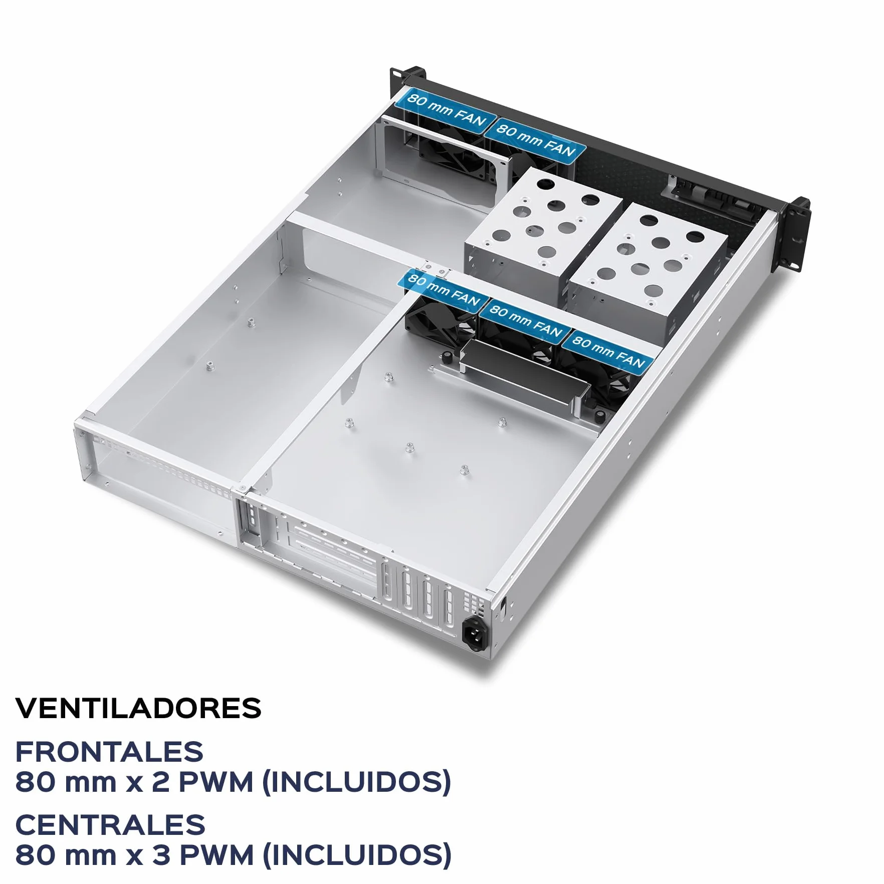 Box Rack 19" 2U 600 mm ATX Unykach UK2130 – profesjonalna podwozie serwerowe, 6 kieszeni (4 x 3,5 + 2 x 2,5), USB-C 3.2, 5 wentylatorów PWM w zestawie, obsługa wysokiej klasy procesorów graficznych