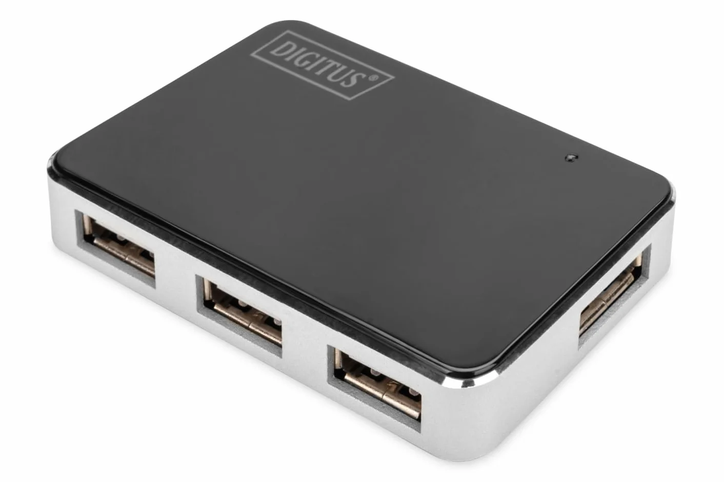 DIGITUS DA-70220 - Koncentrator USB - 4-portowy USB 2.0 typ A - 480 Mbit/s - Kompaktowa i lekka konstrukcja - Plug-and-play - Kompatybilny z komputerami PC, notebookami i Mac - Czarny