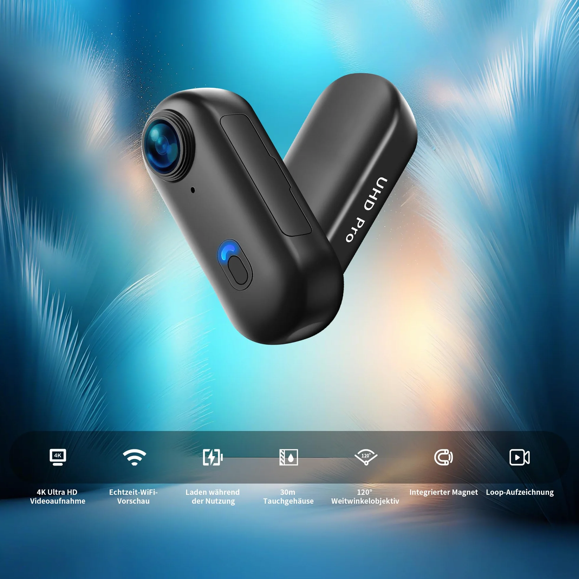 Action Cam 4K WiFi, minikamera do ciała i kasku, na motocykli, kamera sportowa wodoszczelna do 30 m, kamera dla zwierząt domowych, przenośna, bezprzewodowa
