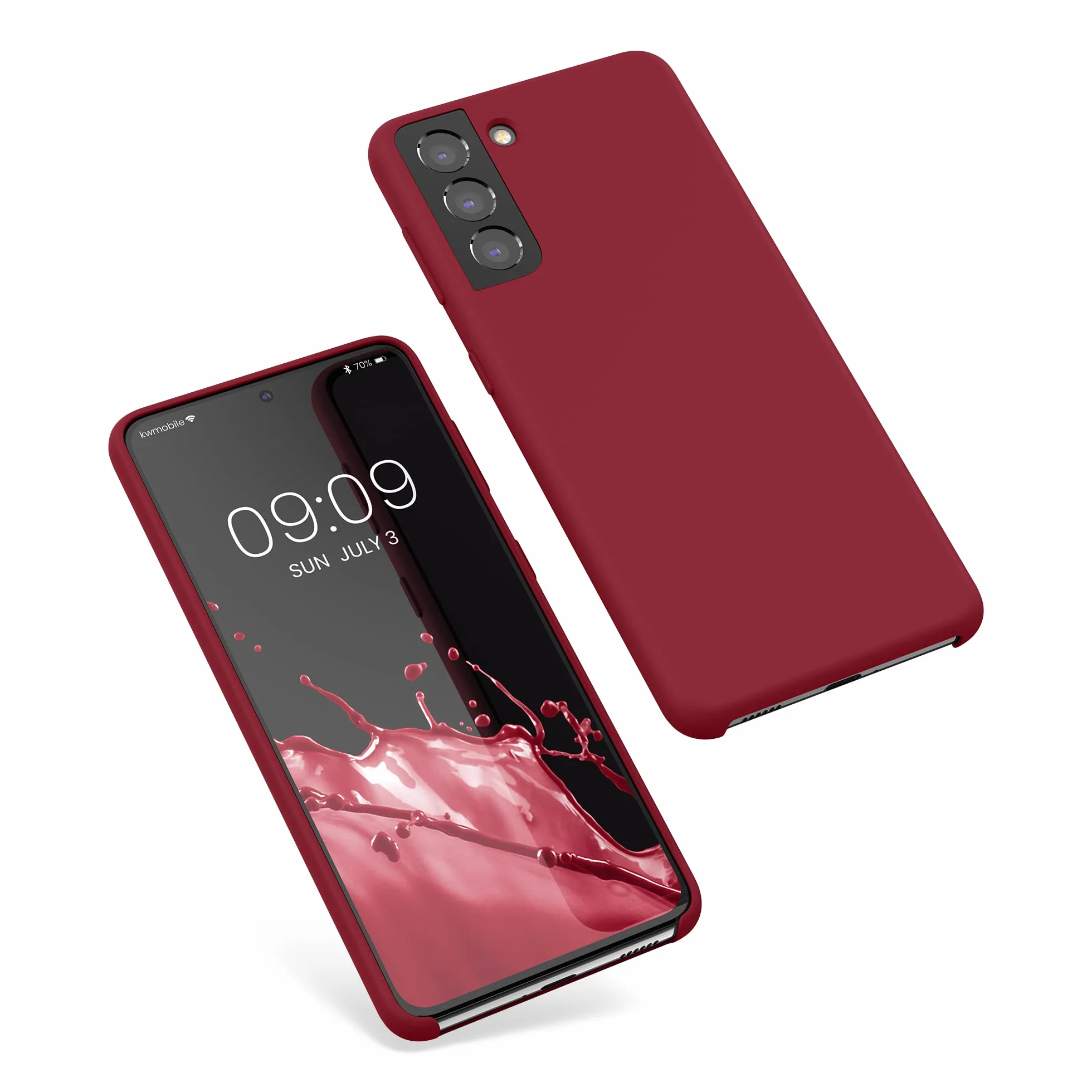 kwmobile Etui kompatybilne z etui Samsung Galaxy S21 - Etui TPU i silikon odporny na wstrząsy - Pasuje do bezprzewodowego ładowania - Czerwone uszczelnienie