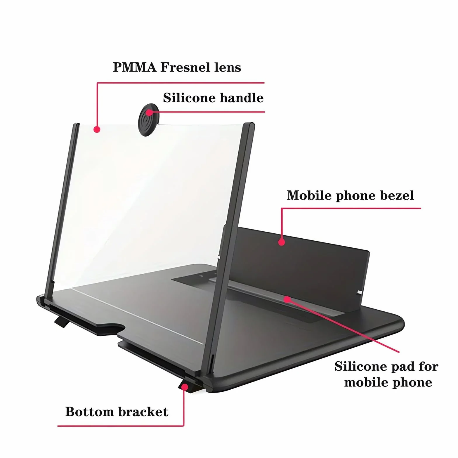 Lupa ekranu do smartfona, składana lupa ekranu telefonu ze stojakiem 3D HD przenośny wzmacniacz ekranu telefonu komórkowego prezenty dla mężczyzn, którzy mają wszystko (biały, 14 cali)