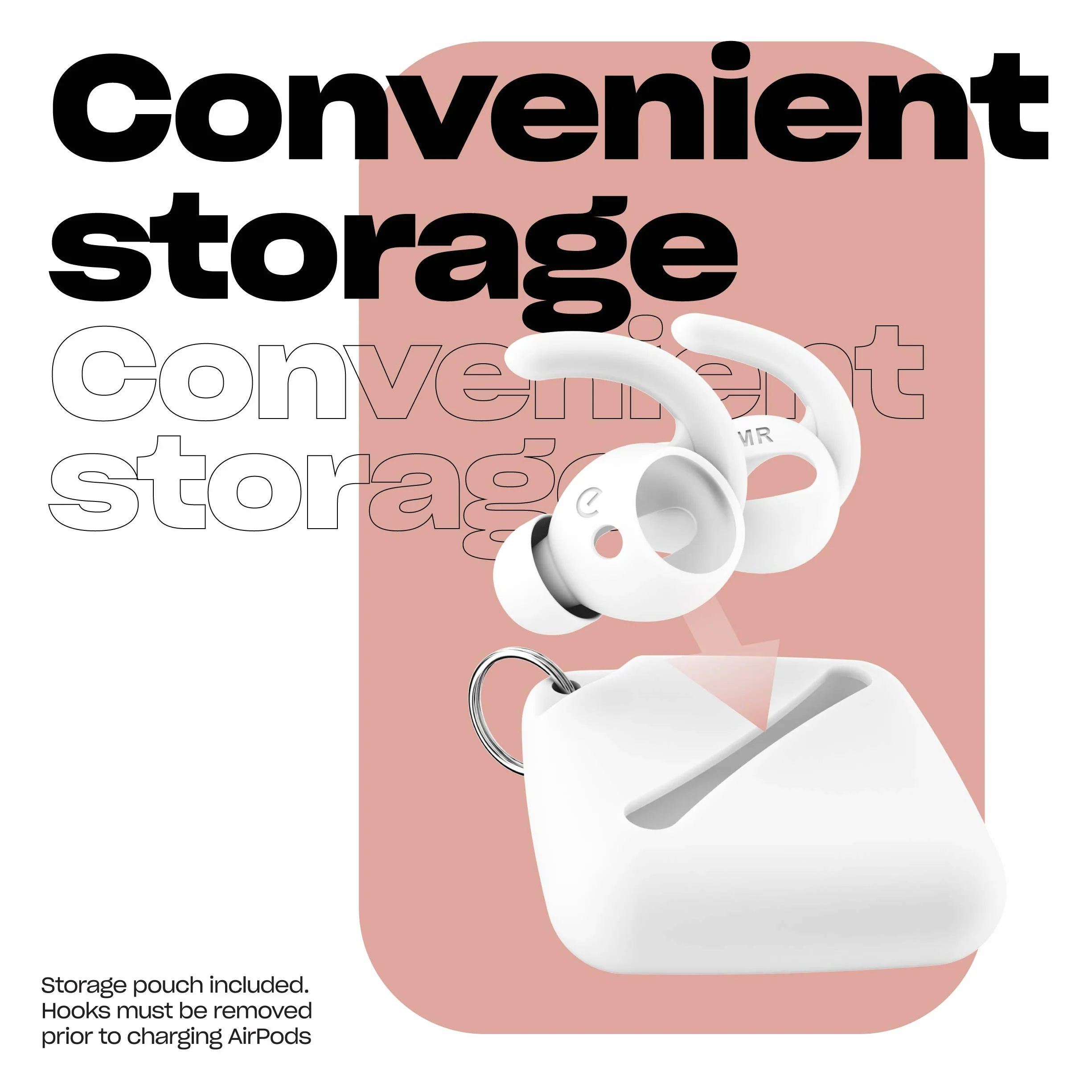 Keybudz EarBuddyz Ultra douszne, antypoślizgowe, silikonowe nakładki do słuchawek Apple AirPods, słuchawki EarPods, akcesoria do słuchawek, nauszniki, słuchawki, sportowe, białe