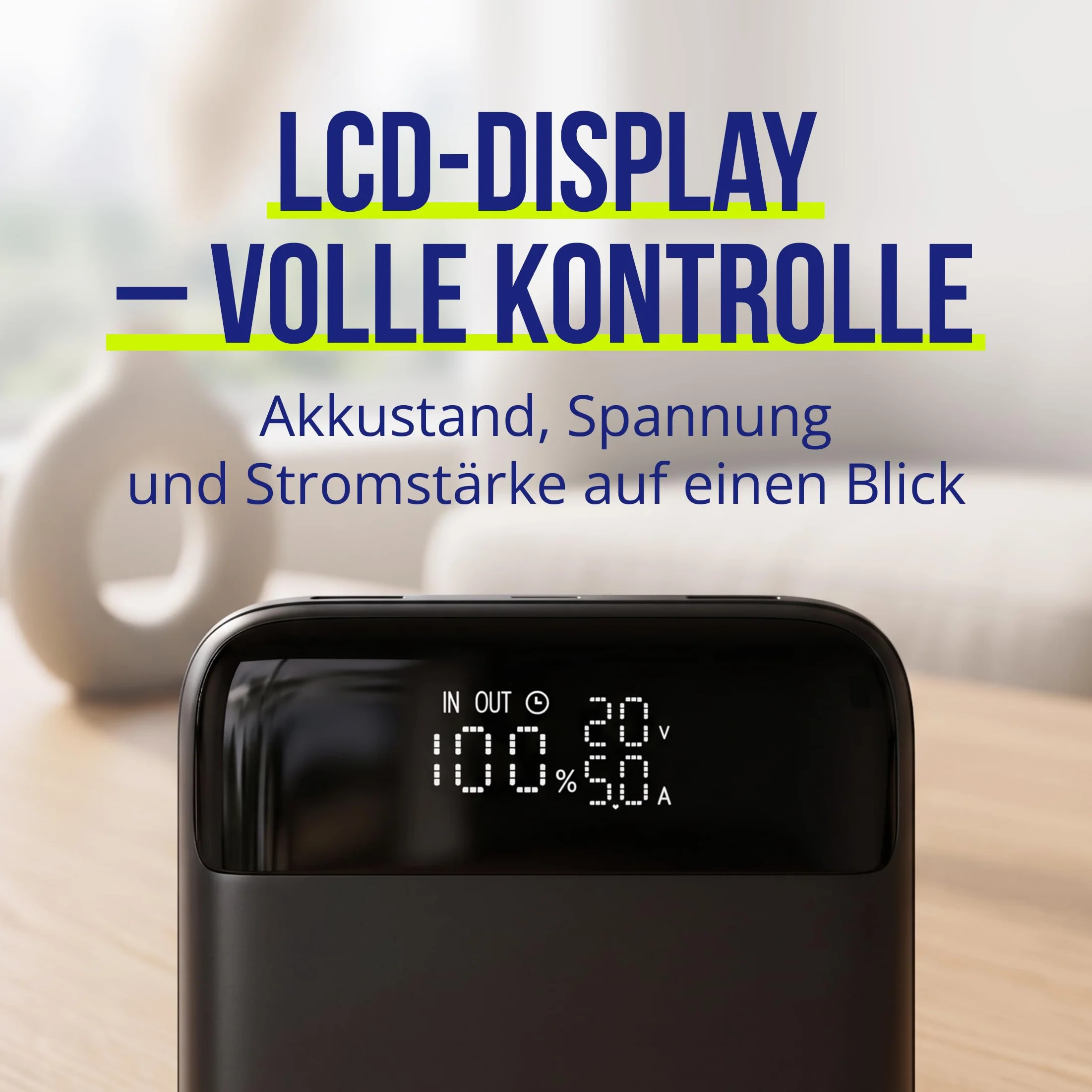 Powerbank 19200 mAh 130 W – USB-C PD & QC szybka ładowarka do laptopa, telefonu komórkowego i tabletu – aluminiowa obudowa, wyświetlacz LCD, kompaktowy, w zestawie kabel 100 W – szary Power