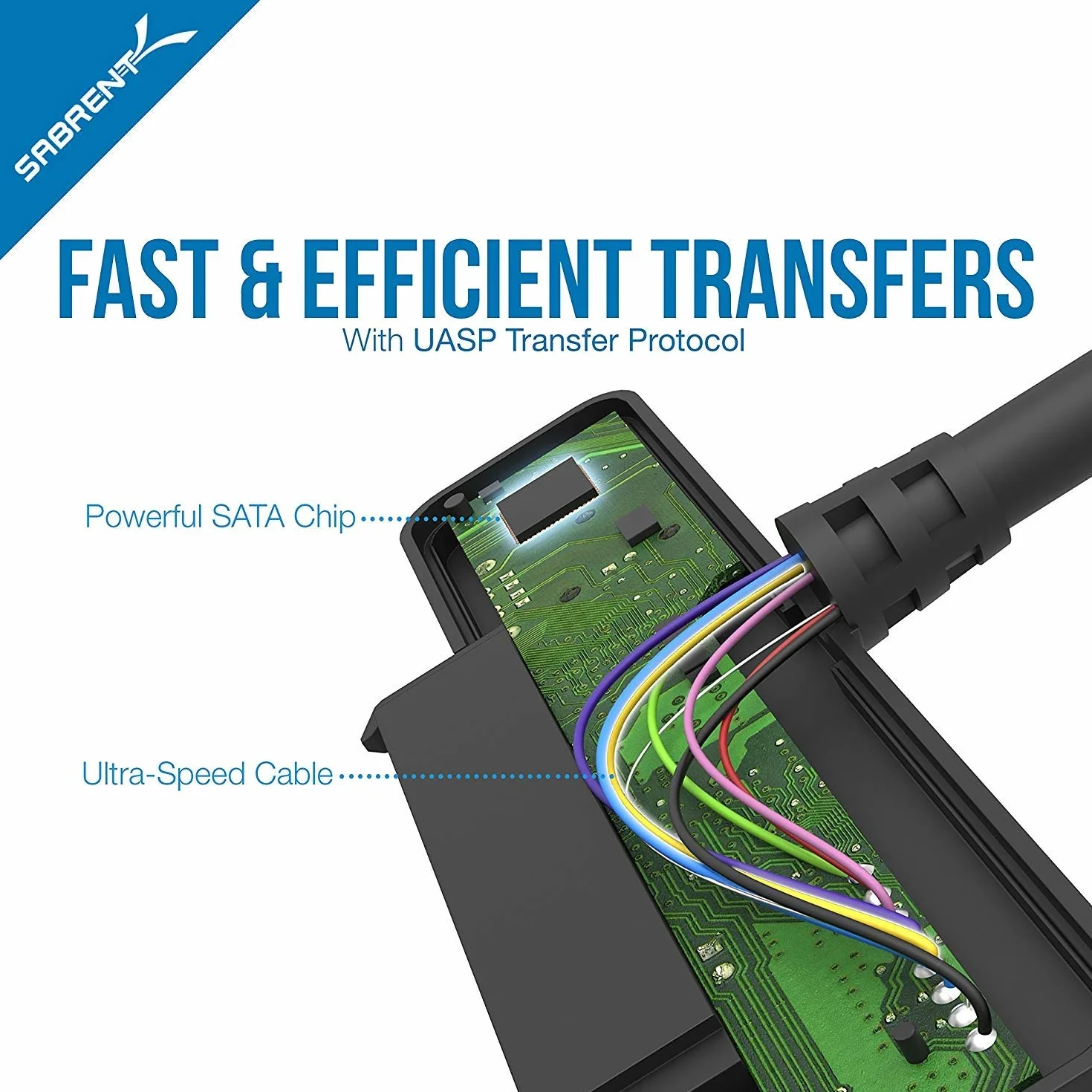 SABRENT szybki adapter dysku SSD USB-C 3.2 x 2, USB-C na SATA, 6.3 cm, konwerter kabli, obsługuje UASP SATA I II III, kompatybilny z wszystkimi 2,5 SAT