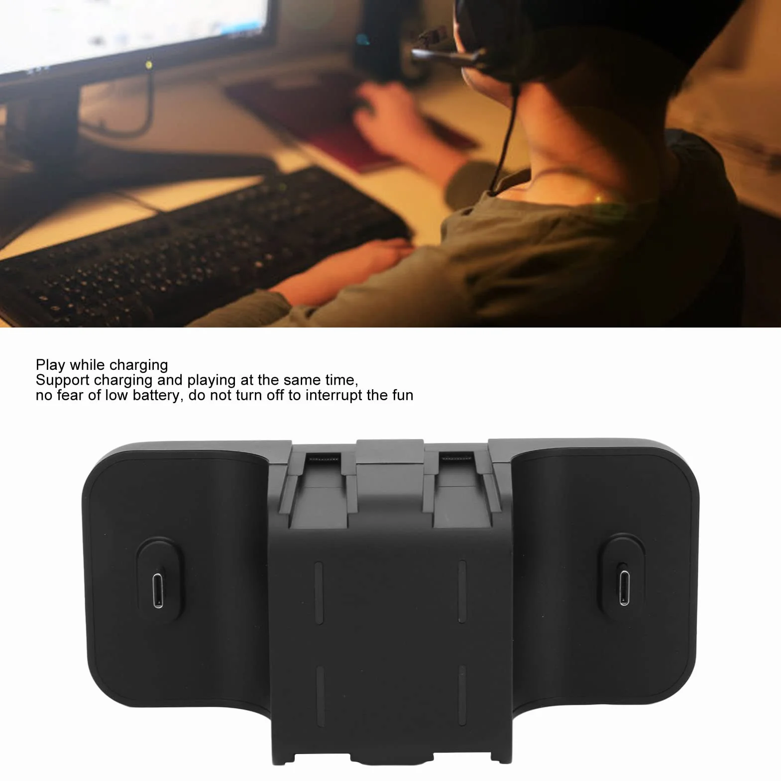 Ładowarka Kontrolera Pro, USB C, Ładowarka z Dwoma Portami USB Podstawa Stacji Dokującej ze Wskaźnikiem LED dla Pro