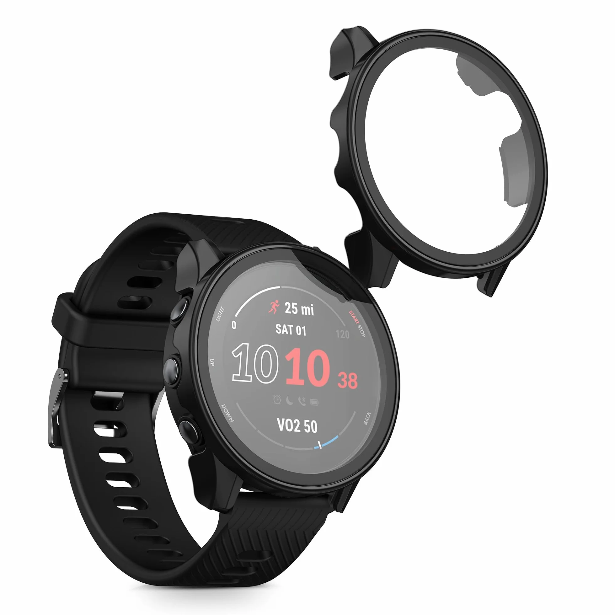 kwmobile 2 x etui kompatybilne z Garmin Forerunner 255/255 Music Case - Fullbody Fitness Tracker zestaw szklanych etui - czarne