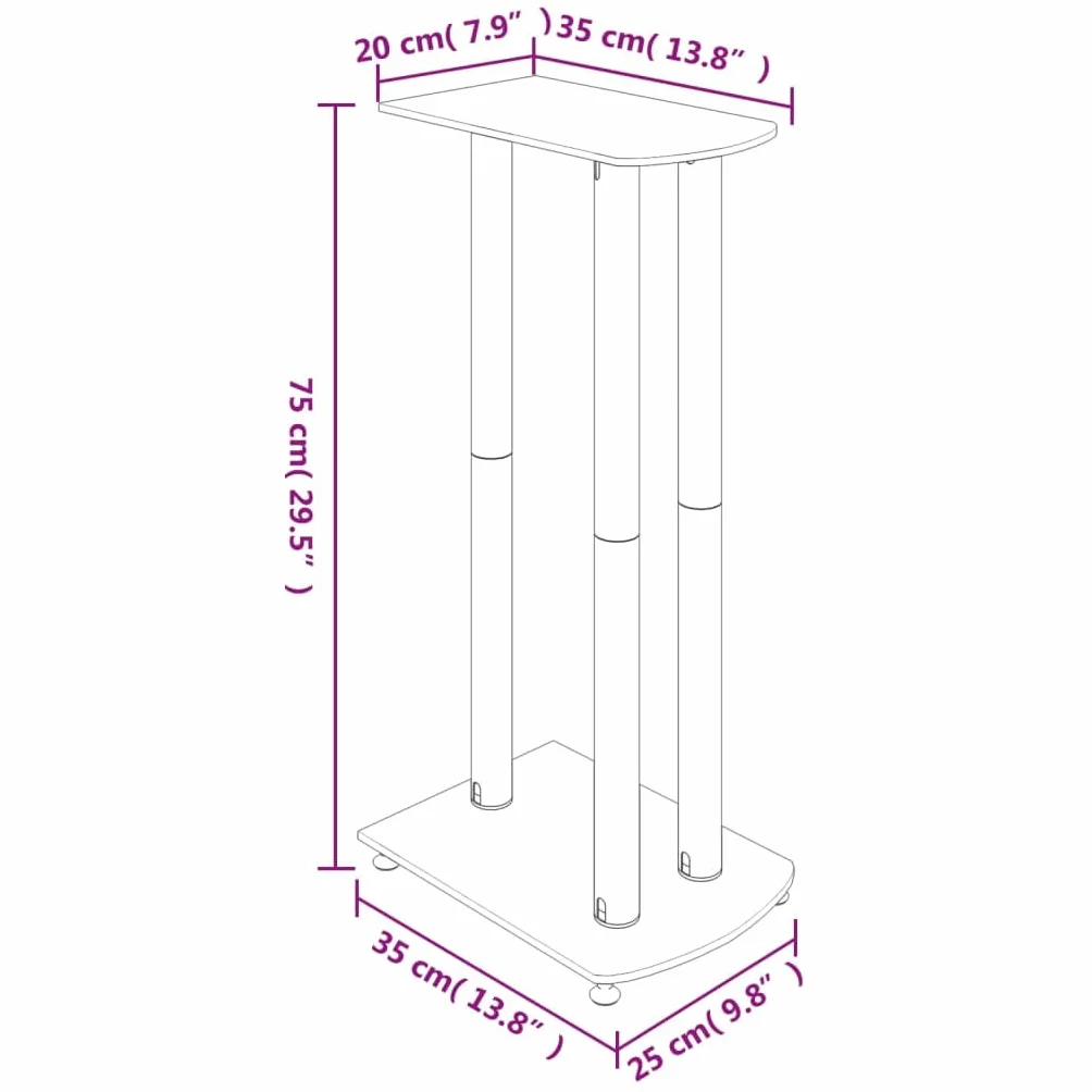 Stojak na głośniki 2 sztuki, czarny, srebrny, z hartowanego szkła z aluminiowymi kolumnami, wysokość 75 cm, antypoślizgowy, z systemem zarządzania kablami, do kina domowego, salonu, studia