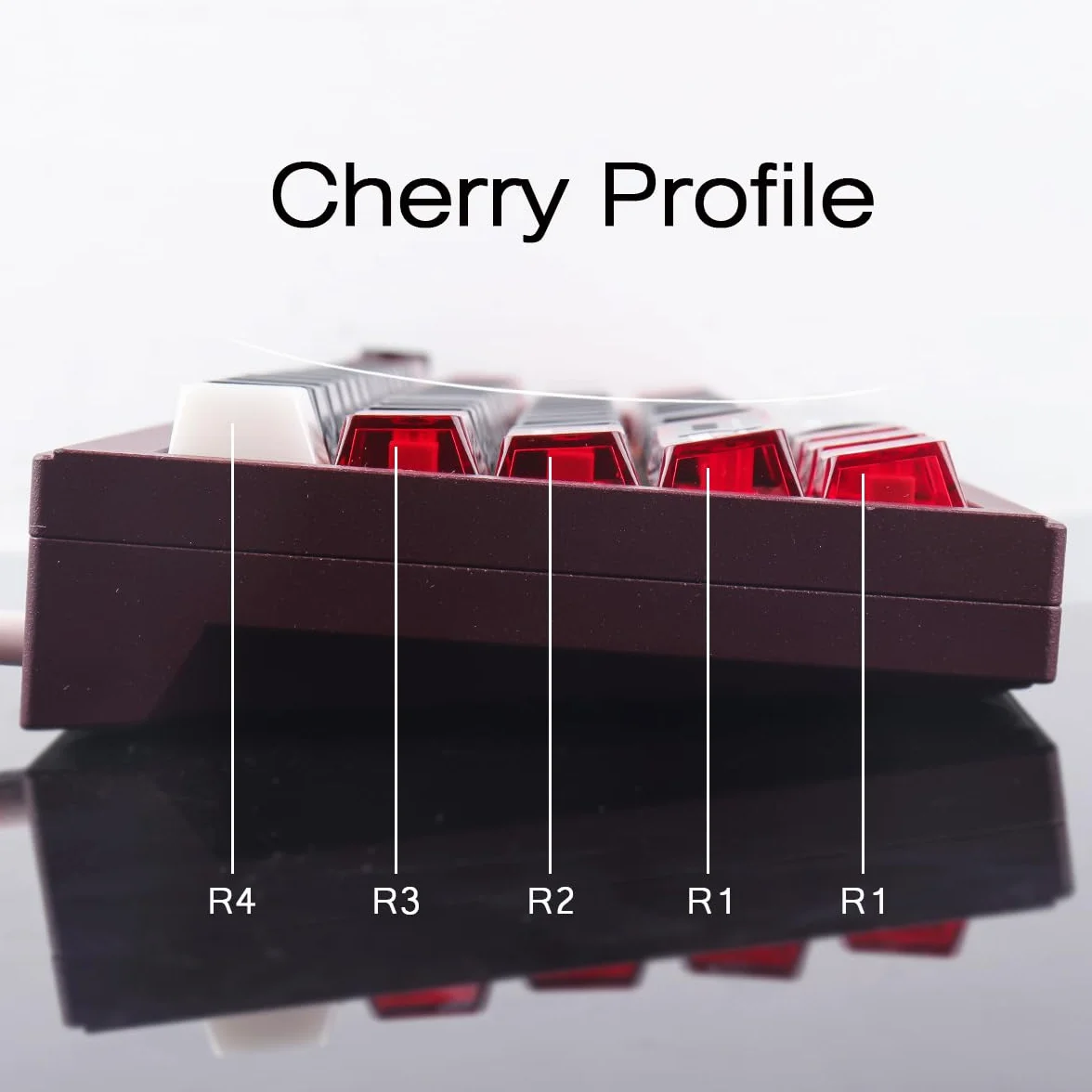 JakeTsai Podwójne nasadki klawiszy PC, 138 klawiszy, czerwone, czarne, przezroczyste klawisze, przezroczyste nakładki na klawisze z profilem wiśniowym do Cherry MX Switch ANSI i ISO układ klawiatury