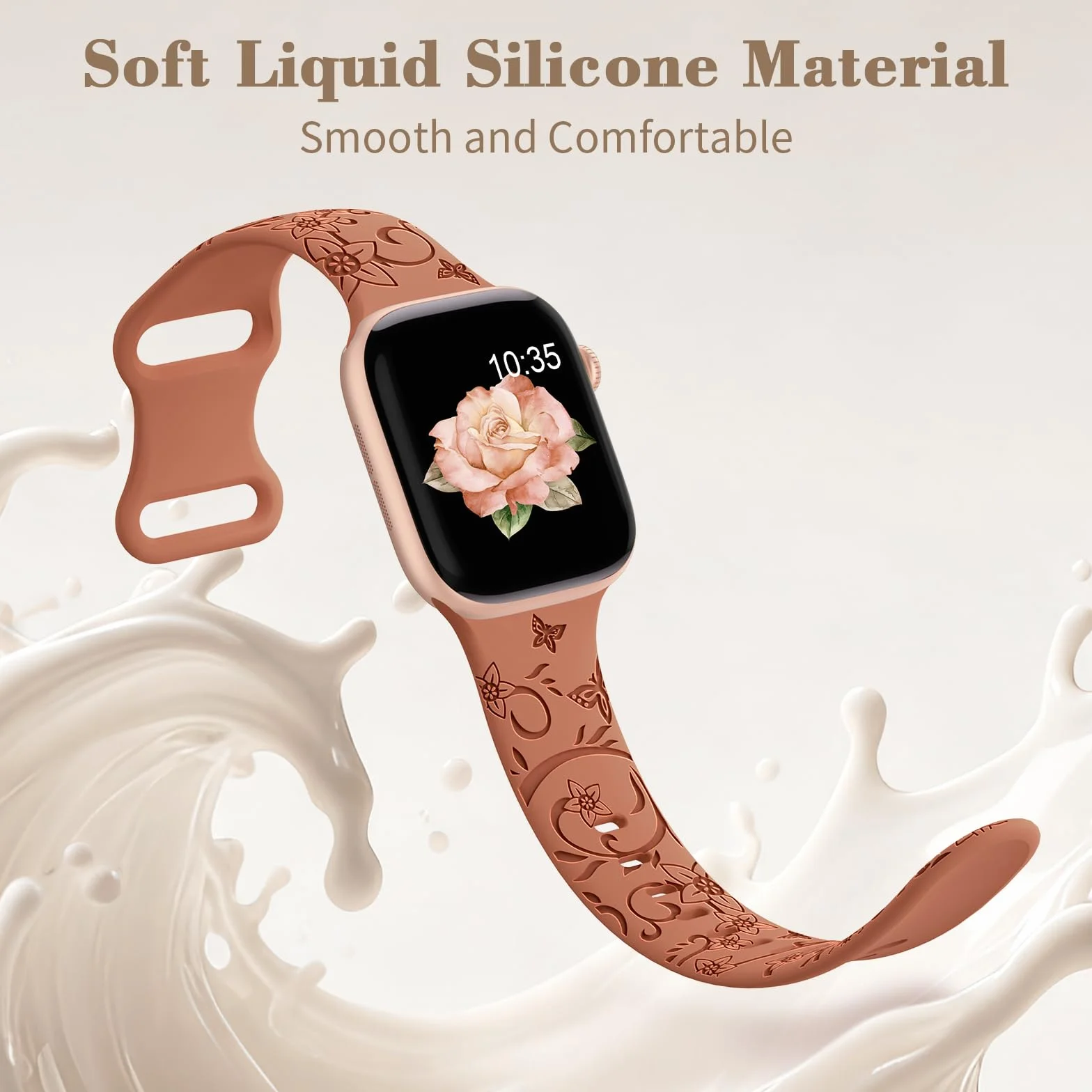 AMSKY Silikonowy pasek zastępczy do Apple Watch, 3 sztuki, z motywem kwiatowym, kompatybilny z Apple Watch 40 mm, 41 mm, 44 mm, 45 mm, 38 mm, 42 mm, 49 mm, dla kobiet, silikonowy pasek zastępczy,