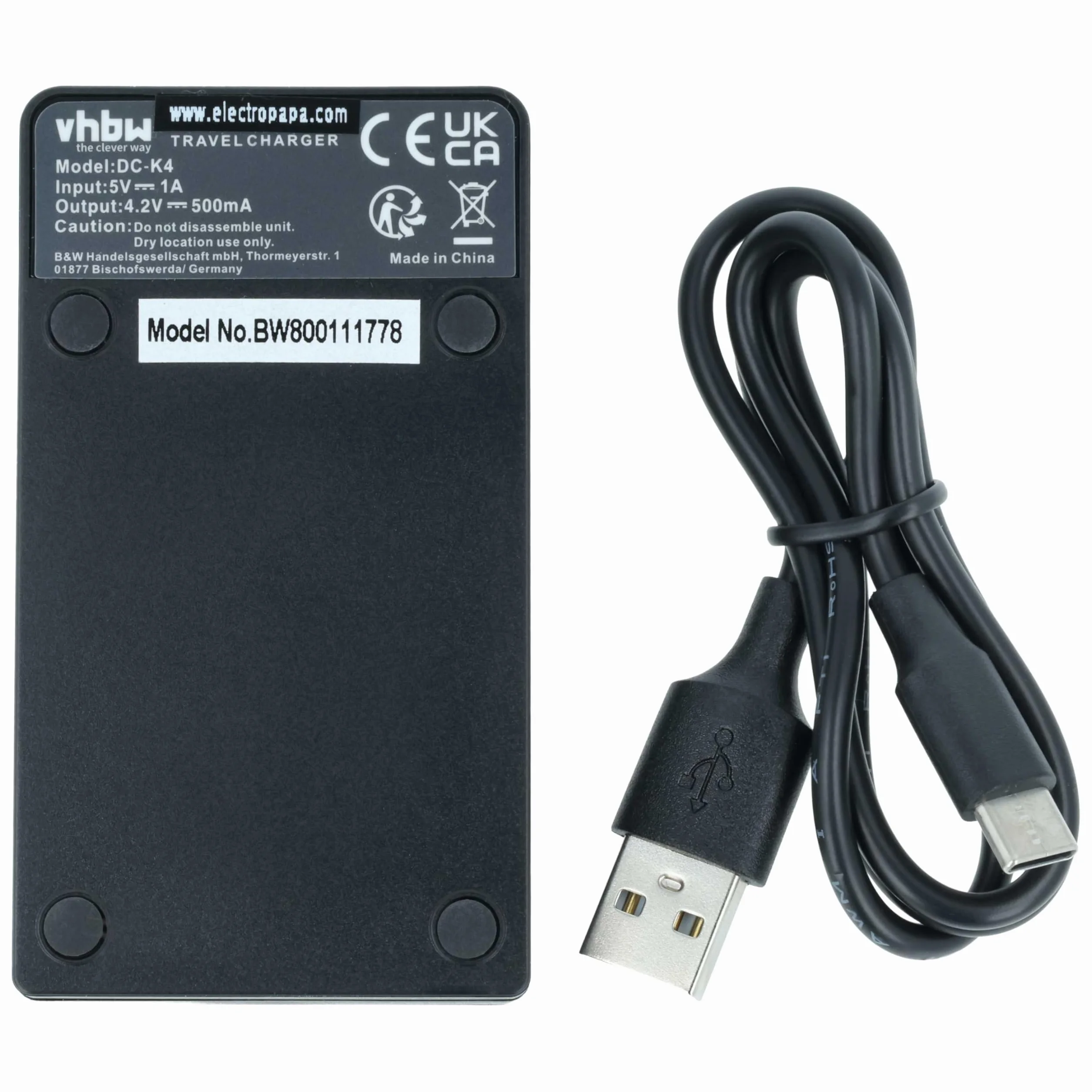 vhbw Ładowarka USB kompatybilna z kamerą Ricoh CX1, CX2, DX-1G, DX-2G, GR, digital II, III, IV, GX100 kamera/akumulator - ładowarka, wskaźnik ładowania