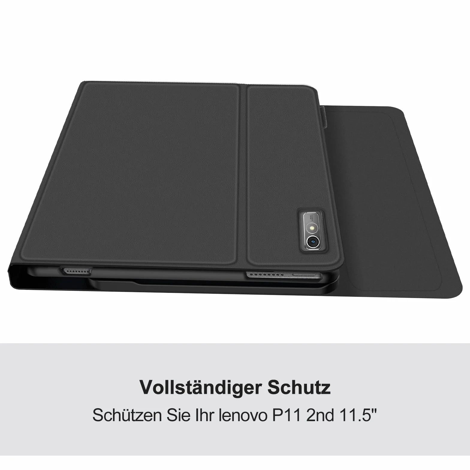 SENGBIRCH Etui na klawiaturę Lenovo tab Plus 11,5" - QWERTZ niemiecka klawiatura zdejmowana Bluetooth bezprzewodowa klawiatura do Lenovo tab P11 2. generacji 11,5", czarny