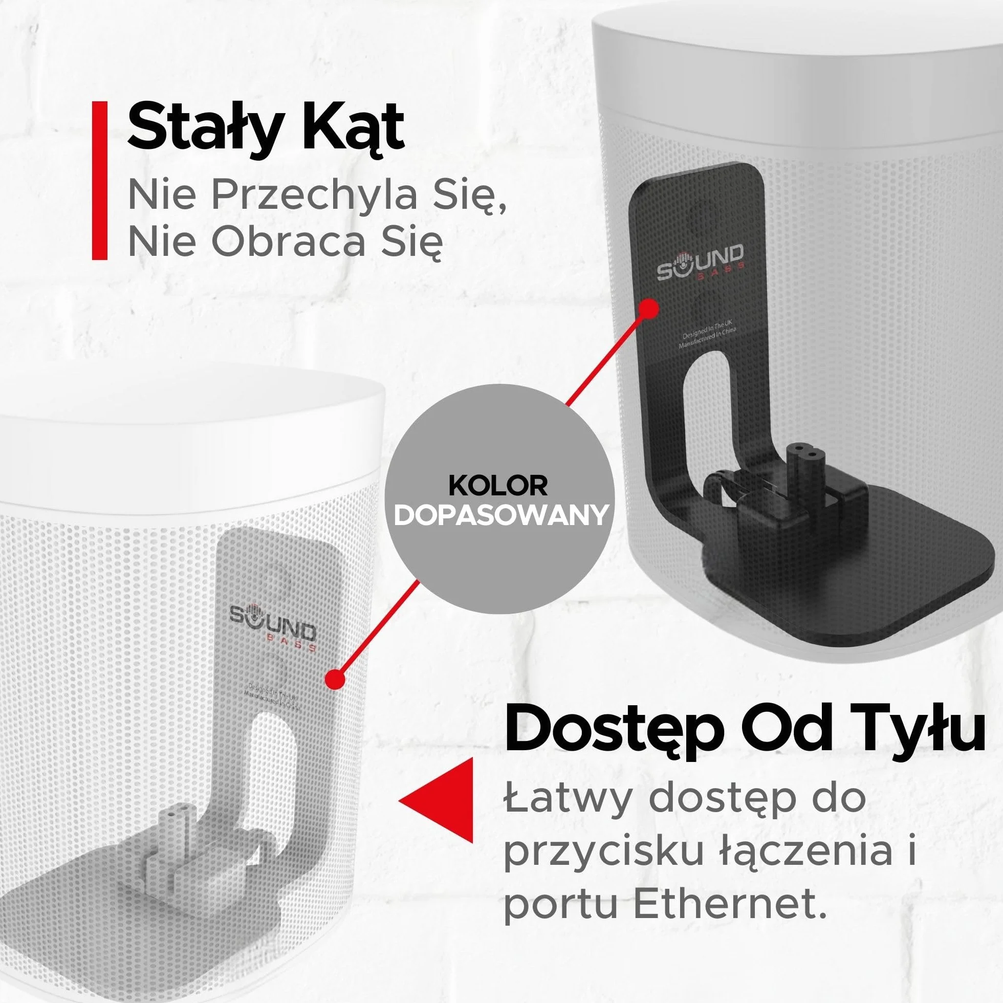 ONE, Gen 2, SL & Play:1 Uchwyt Ścienny, Zestaw Podwójny (2 szt.), Biały, Kompatybilny z Sonos ONE, Gen 2, ONESL i PLAY1