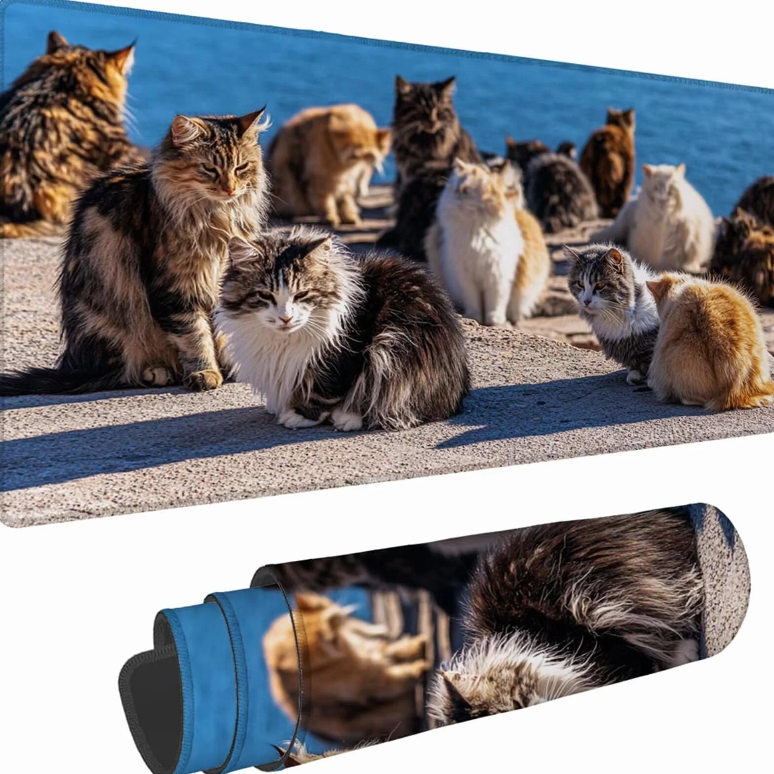 Gamingowa podkładka pod mysz 1200 x 600 x 3 mm, XXL, wodoszczelna, odporna na ścieranie, z przyszytymi krawędziami, niebieska, podkładka na biurko, poprawia prędkość i precyzję pod laptopa, komputera