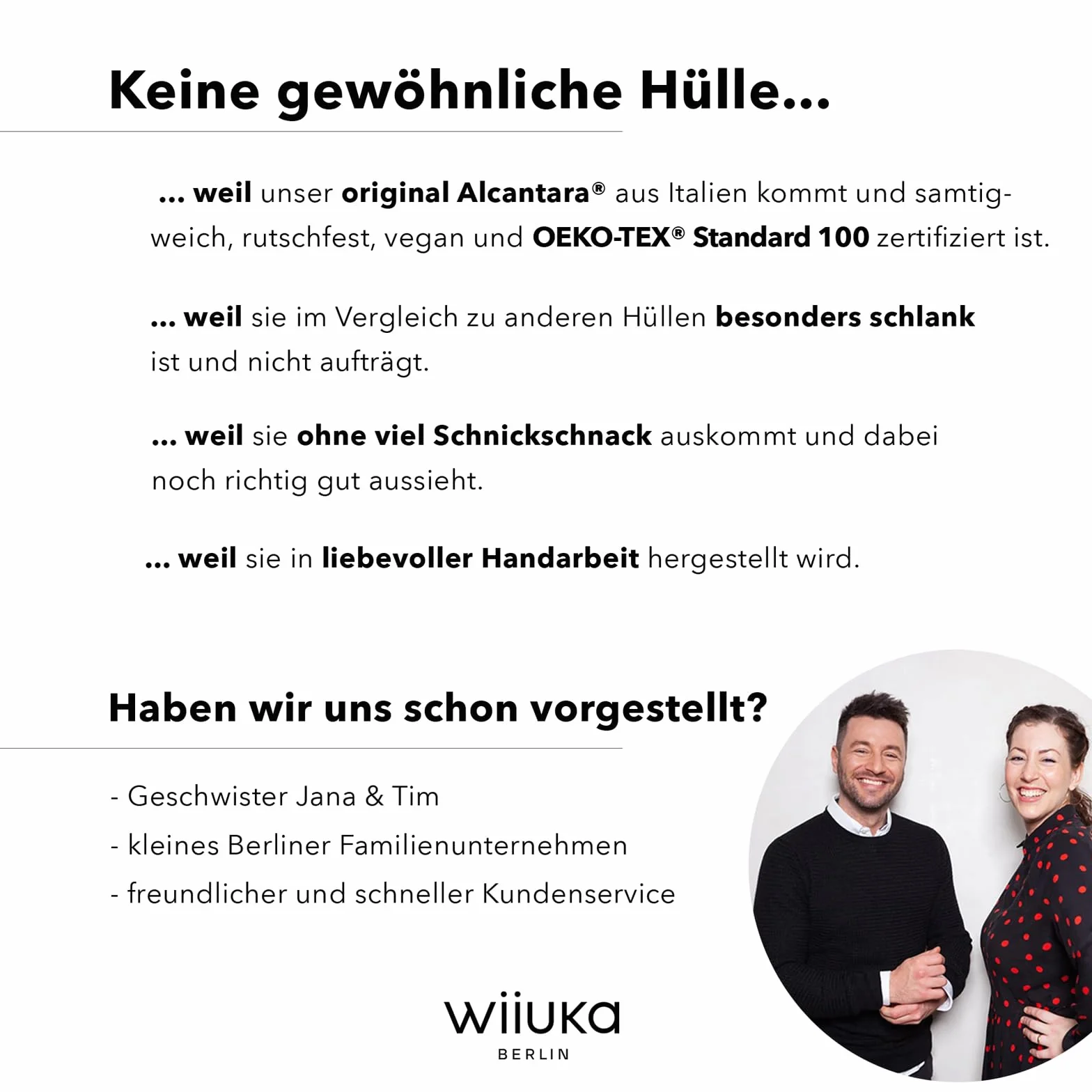WIIUKA Etui do iPhone 15 Pro Max, oryginalne Alcantara®, ręcznie wykonane, bardzo cienkie, premium etui na telefon komórkowy, Case, Qi, alternatywa dla skóry, skiin Alcantara, czarne