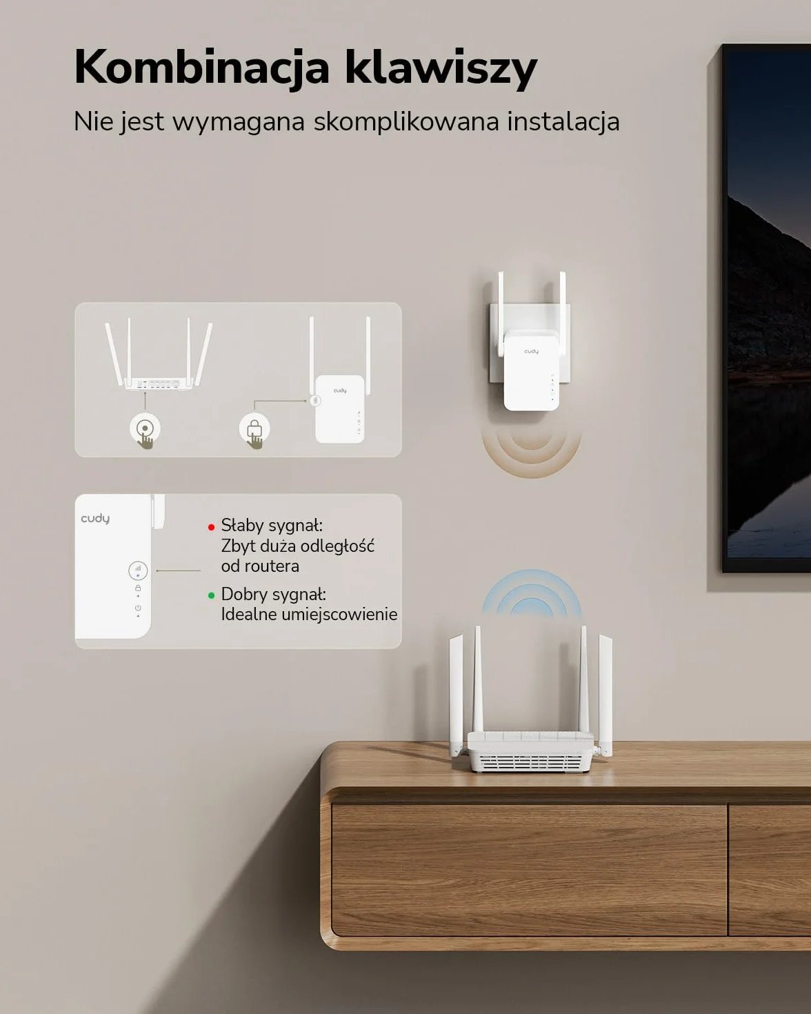 Cudy RE1500 AX1500 WiFi 6 Range Extender dwuzakresowy 2,4G 5G bezprzewodowy wzmacniacz z obsługą siatki przycisk WPS 10/100 Mb/s port Ethernet działa z każdym routerem
