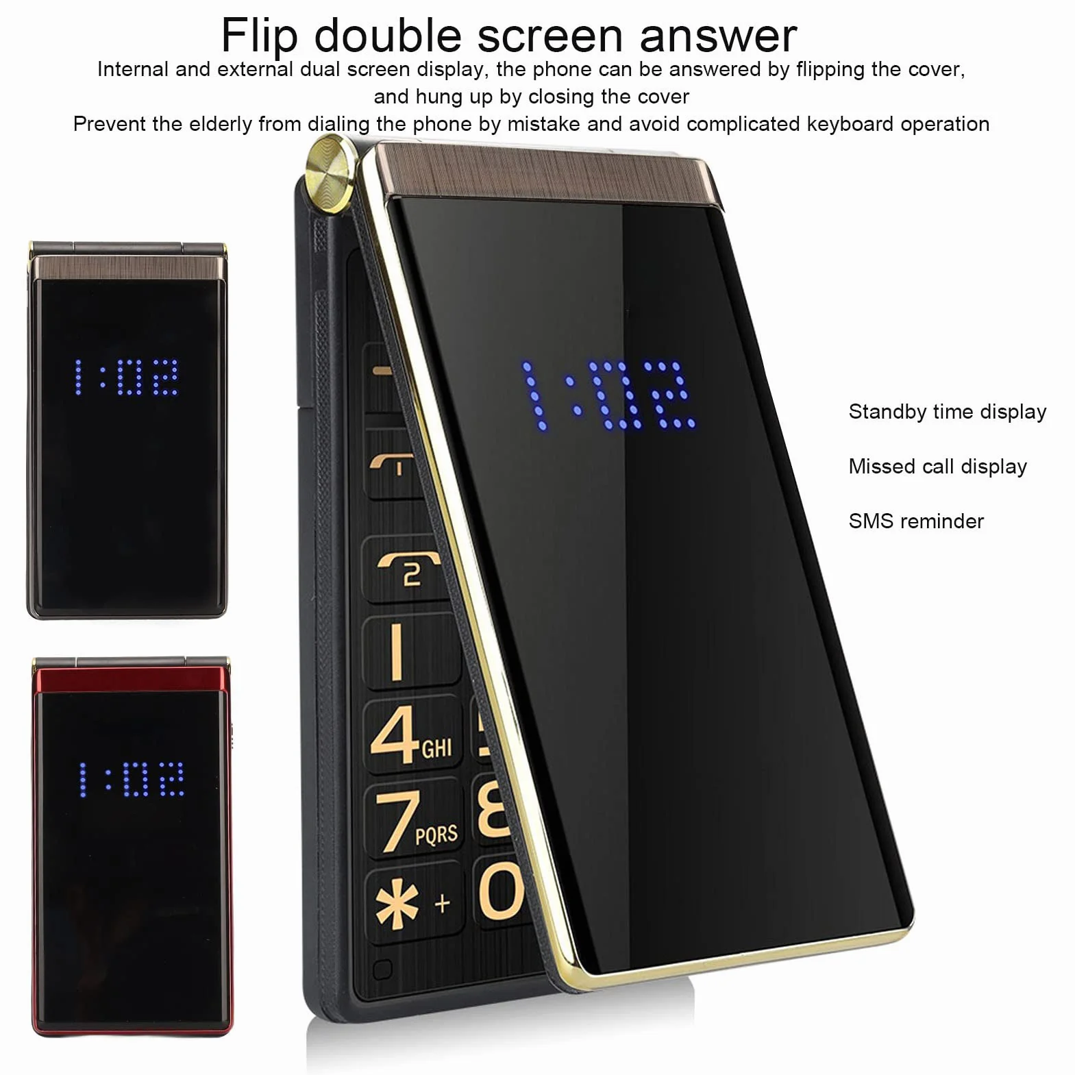 Odblokowane Senior Flip Phones, Duży Przycisk Telefon Komórkowy dla Osób Starszych, Ekran 2.8, 5900mAh, Przycisk SOS, Latarka, Dual SIM, Głośny Głos (niszczą kolor)