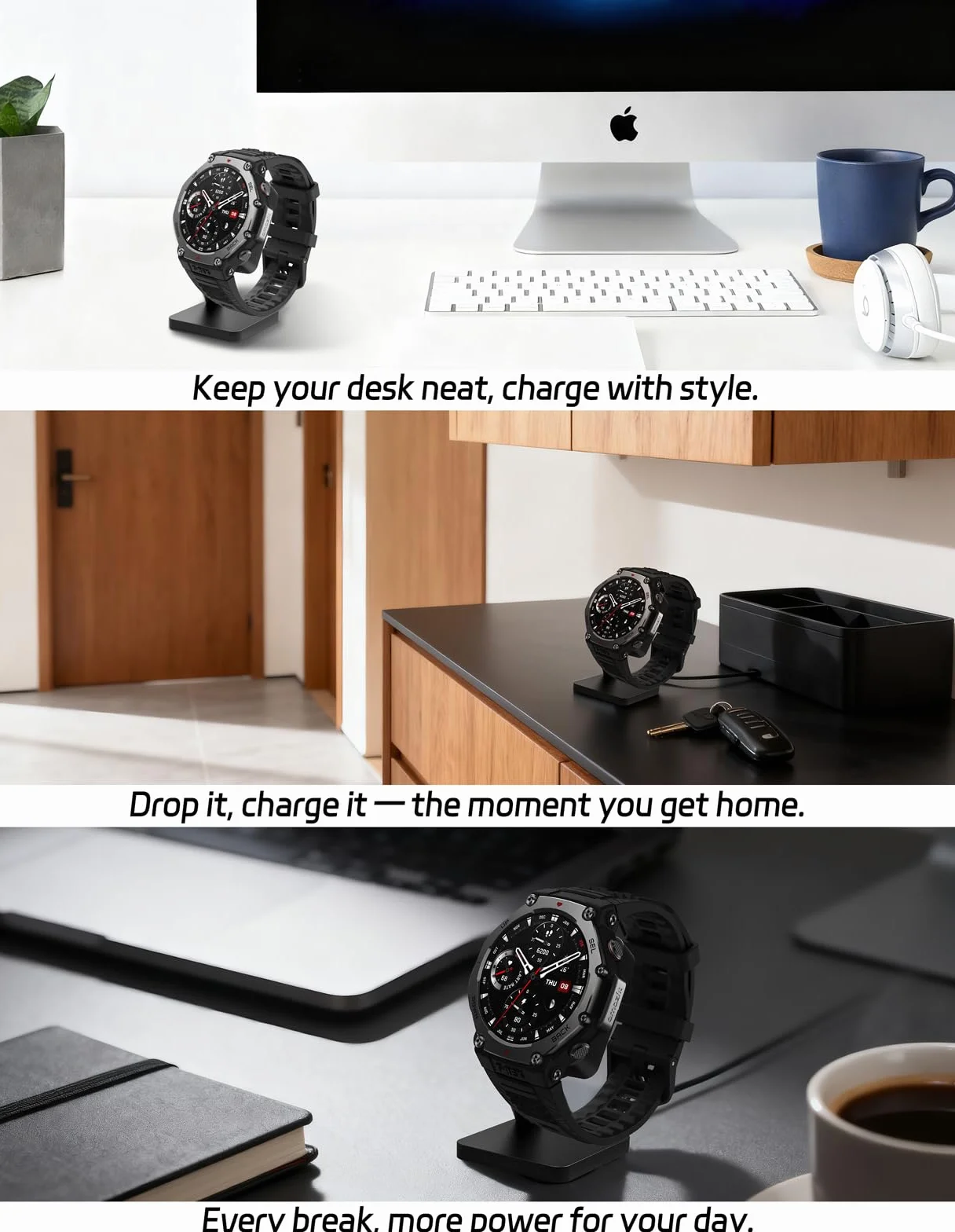 Ładowarka magnetyczna kompatybilna z Amazfit T-Rex 3 / Balance, stacja ładująca z kablem USB-A 1m