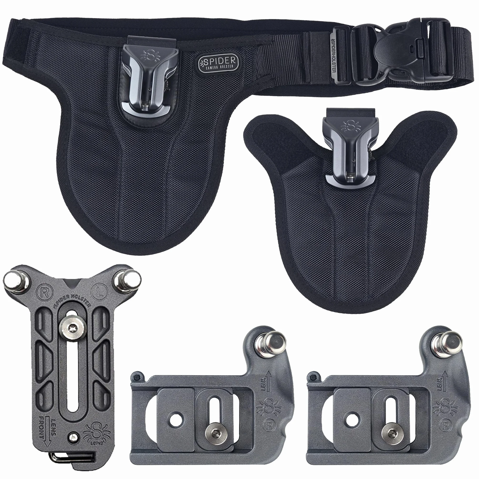 Spider Holster - SpiderPro Mirrorless Dual Camera System v2 - Profesjonalny system szybkiego transportu dla (2) kamer bezlusterkowych i ciężkich urządzeń, czarny, podwójny lustrzany