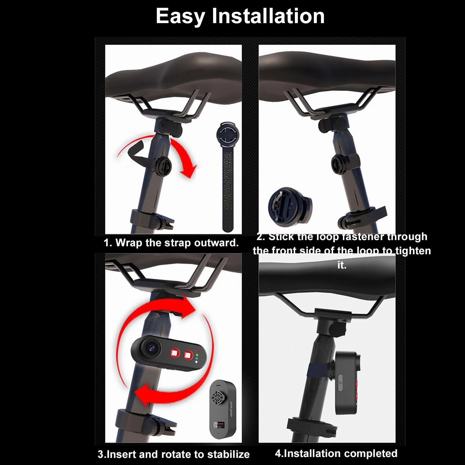 Bewinner Kamera Rowerowa z światłem Ogonowym, App Control 1080p HD Sports Action Camera, Kamery z Tylnym Widokiem na Rowerze Zewnętrzne z Mocowaniem, IPX6, 140 ° Kąt, 5000 MAh