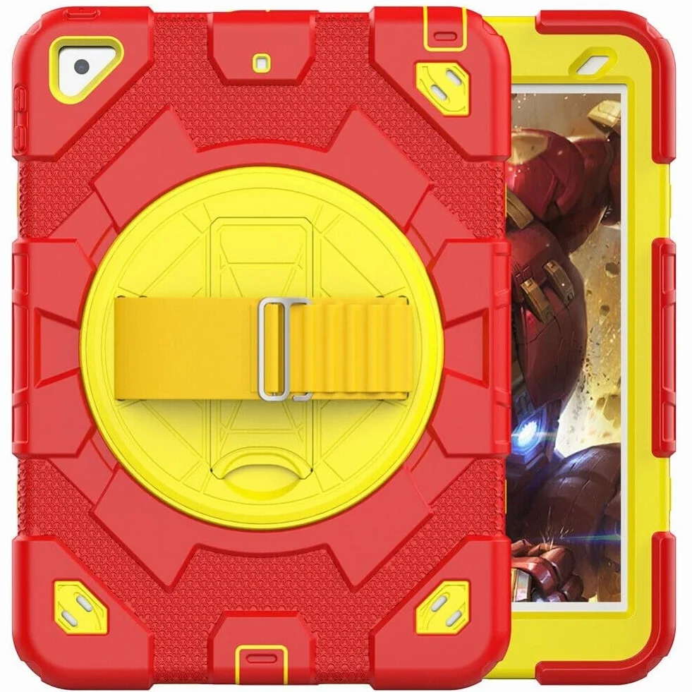 etui na iPada (A16) 11. generacji (kolor: czerwony/żółty) odporny na wstrząsy stojak obudowa twarda tylna twarda silikonowa osłona paska