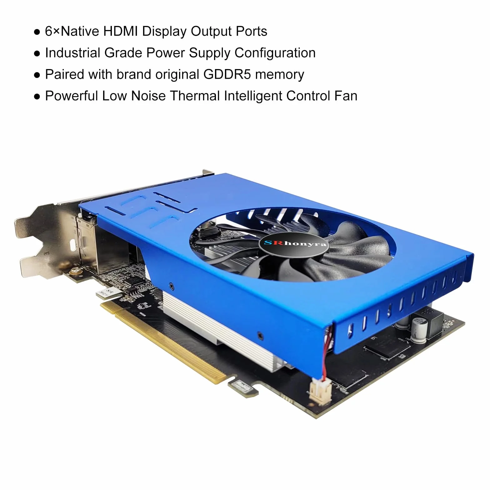 Karta graficzna R7 350 4 GB, 6 natywnych wyjść HDMI, zasilana przez magistralę PCIe 3.0 X16, do handlu akcjami, monitorowania, ściany wideo, wyświetlania detalicznego