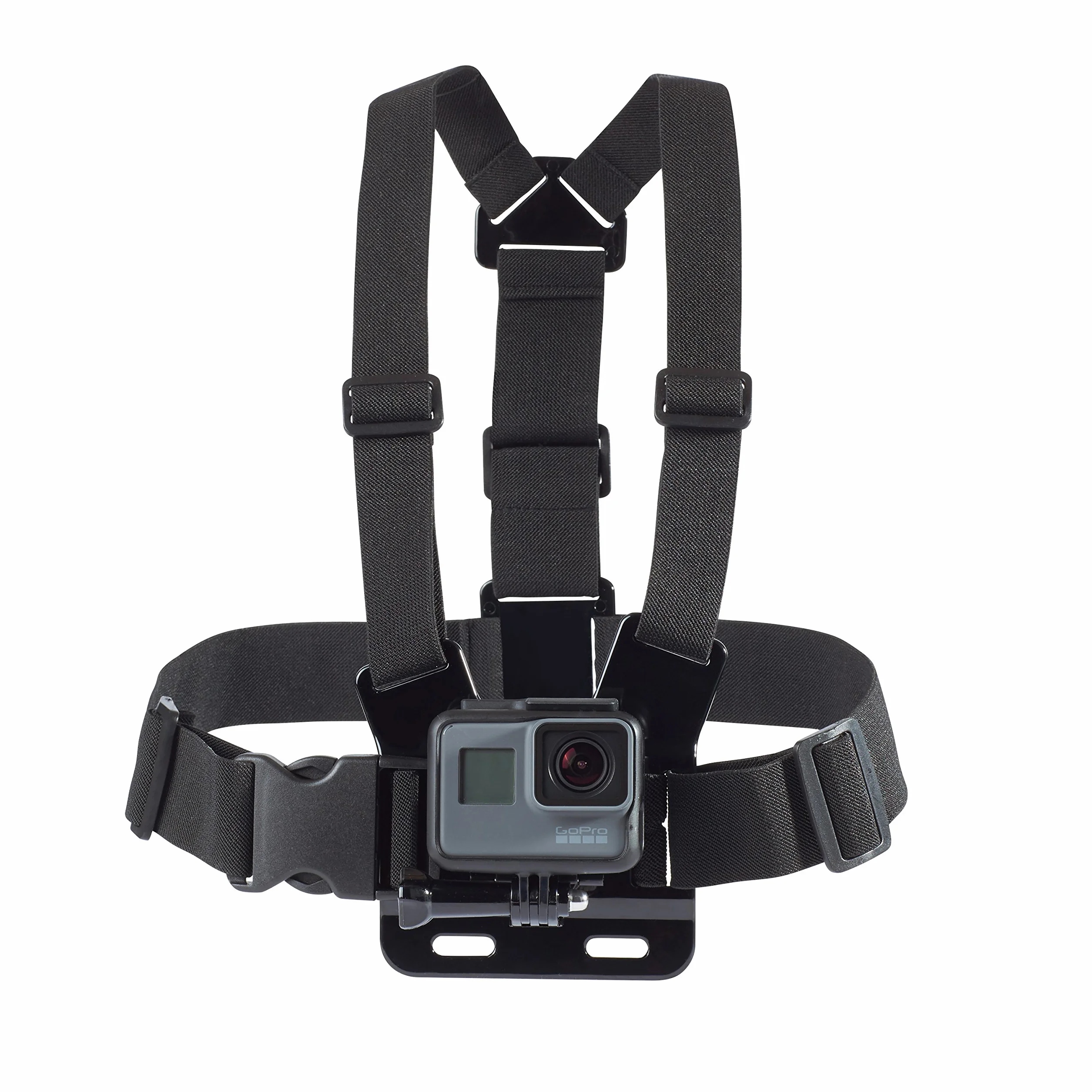 Amazon Basics regulowany zestaw uchwytów na klatkę piersiową do kamer GoPro i kamer sportowych, lekki i wygodny, czarny