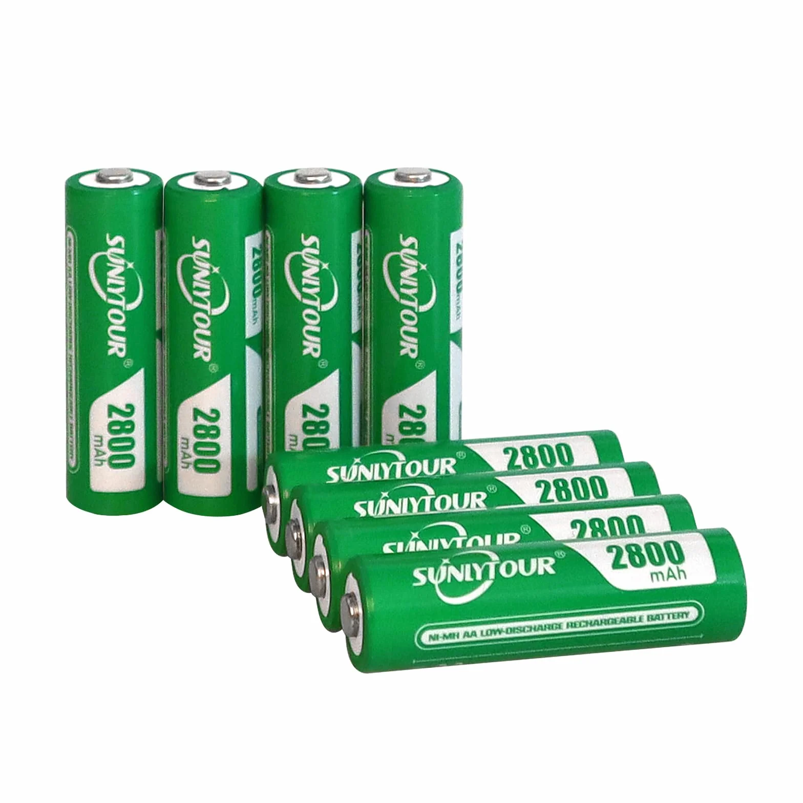 2800mAh Ni-MH AA Bateria z ładowarką,SUNLYTOUR 8 Sztuki 2800mAh AA Ni-MH Baterie z 8 Gniazdami AAA AA Ładowarka,Ładowanie do 1200 Cyklów