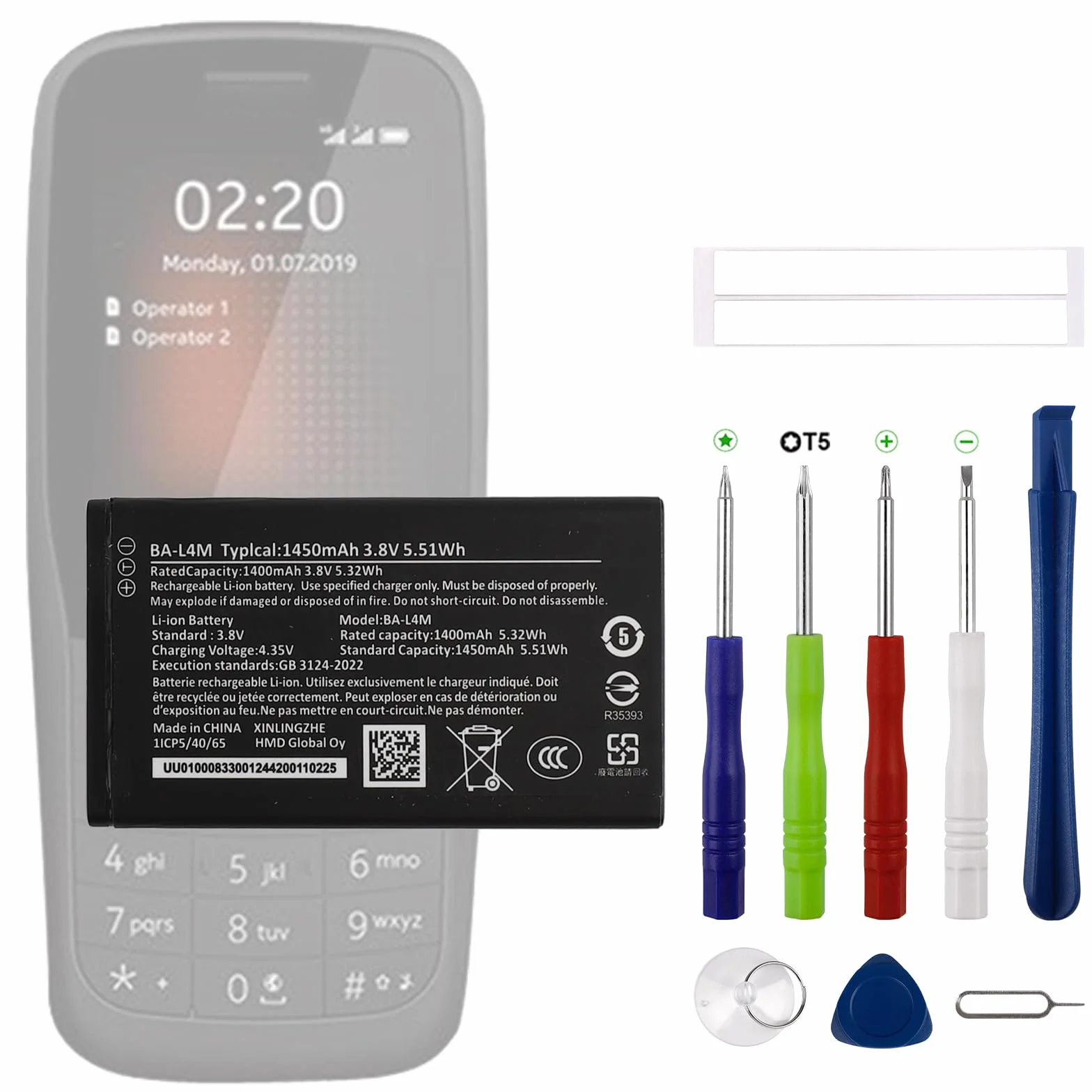 1450 mAh nowy BA-L4M zamiennik akumulatora kompatybilny z Nokia 220 4G 235 4G 3210 4G z zaktualizowanym zestawem narzędzi naprawczych